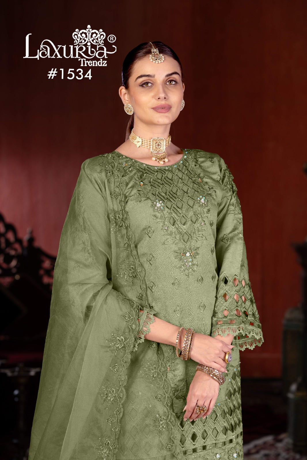 1534 Sage Green Laxuria Trendz Vichitra Pakistani Readymade Suits