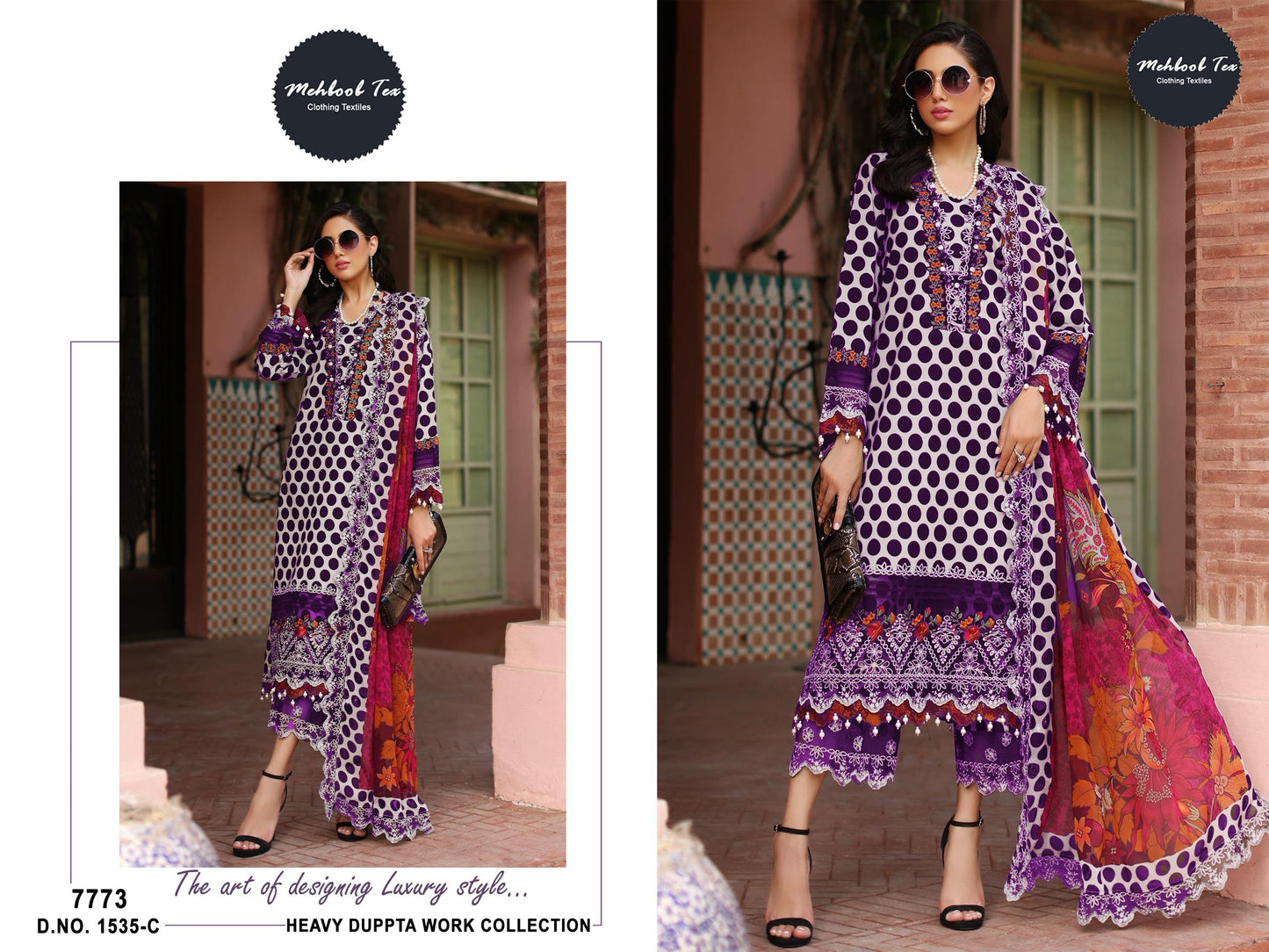1535-C Mehboob Tex Embroidery Pakistani Patch Suits