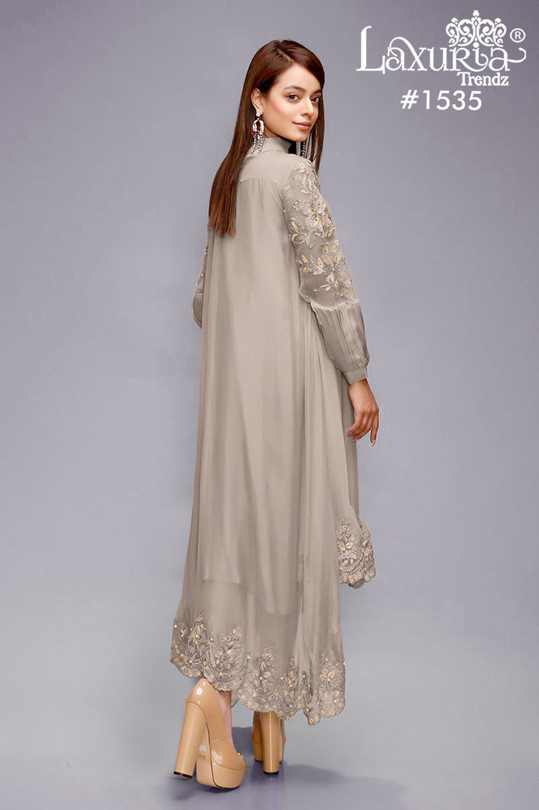 1535 Beige Laxuria Trendz Embroidery Pakistani Readymade Suits