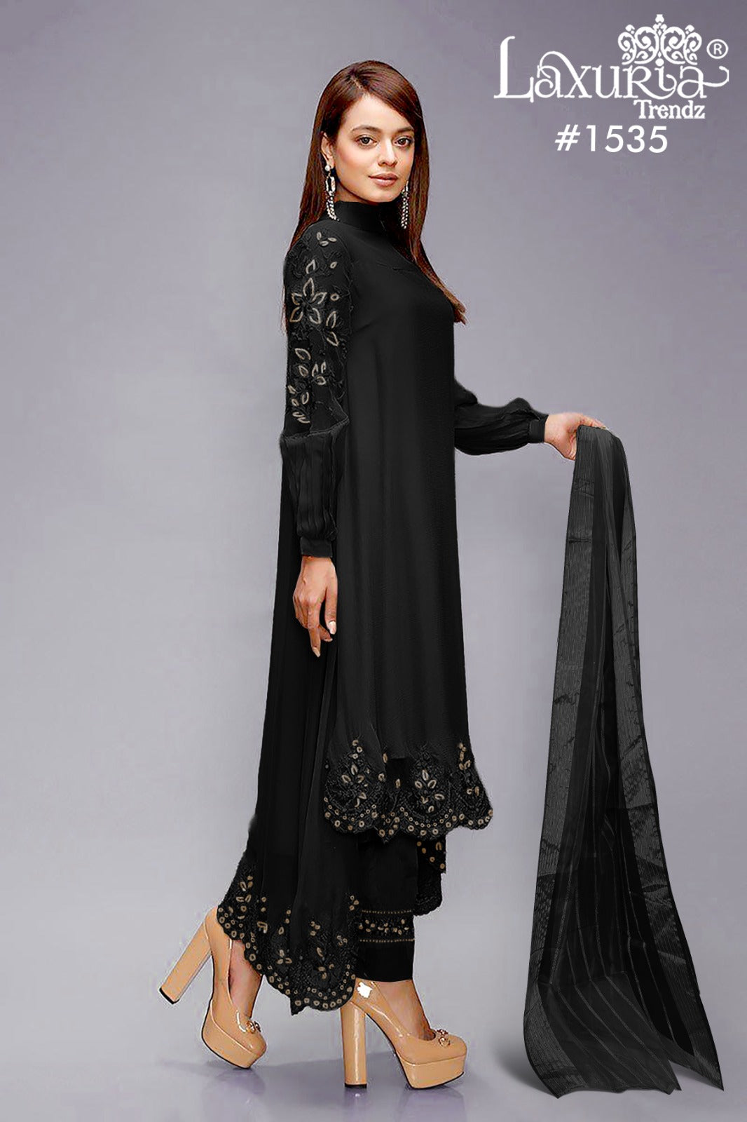 1535 Black Laxuria Trendz Embroidery Pakistani Readymade Suits