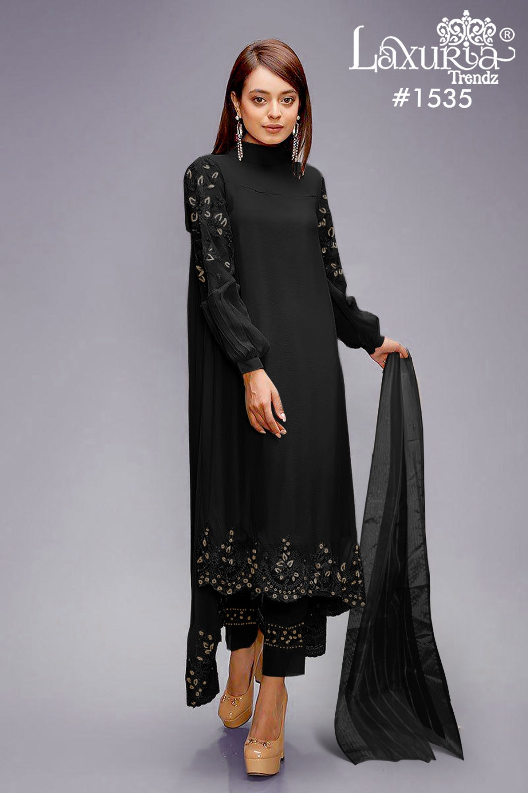1535 Black Laxuria Trendz Embroidery Pakistani Readymade Suits