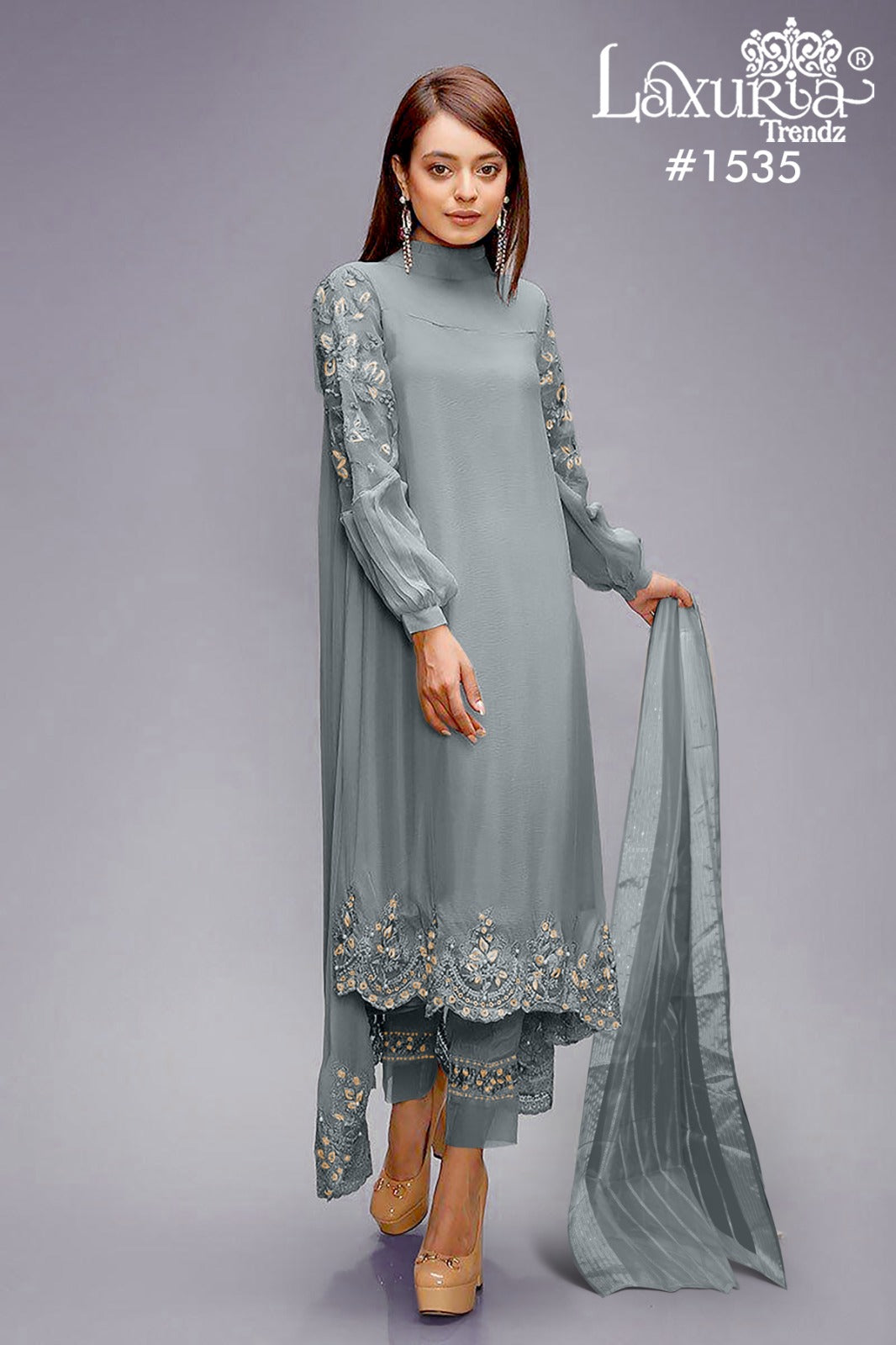 1535 Sky Blue Laxuria Trendz Embroidery Pakistani Readymade Suits