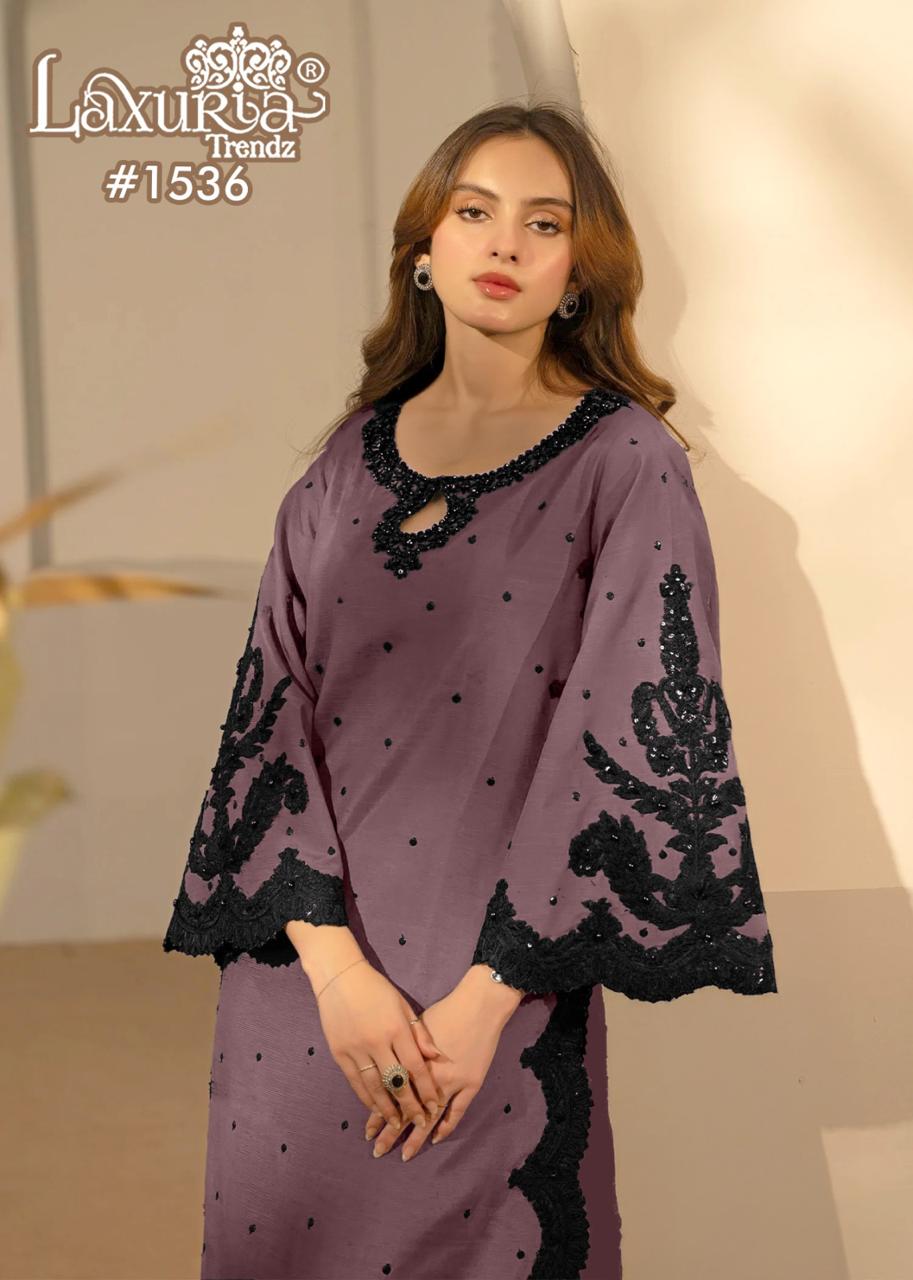 1536 Wine Laxuria Trendz Georgette Pakistani Readymade Suits
