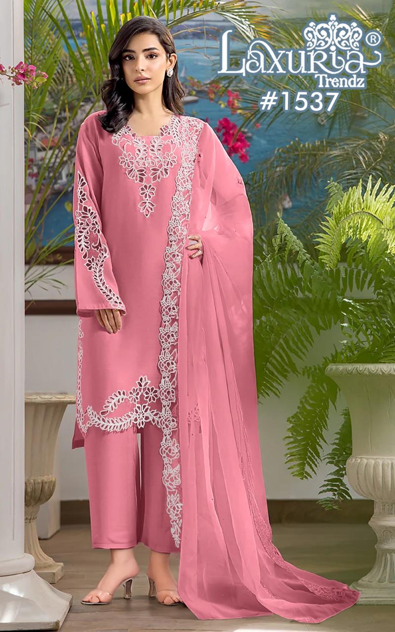1537 Pink Laxuria Trendz Jam Satin Pakistani Readymade Suits