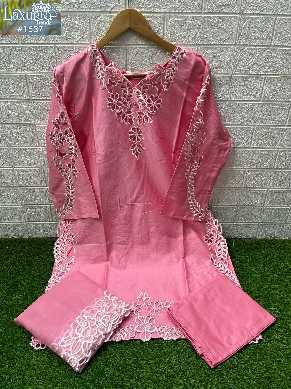 1537 Pink Laxuria Trendz Jam Satin Pakistani Readymade Suits