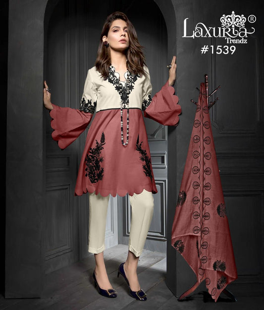 1539 Brown Laxuria Trendz Jam Satin Pakistani Readymade Suits