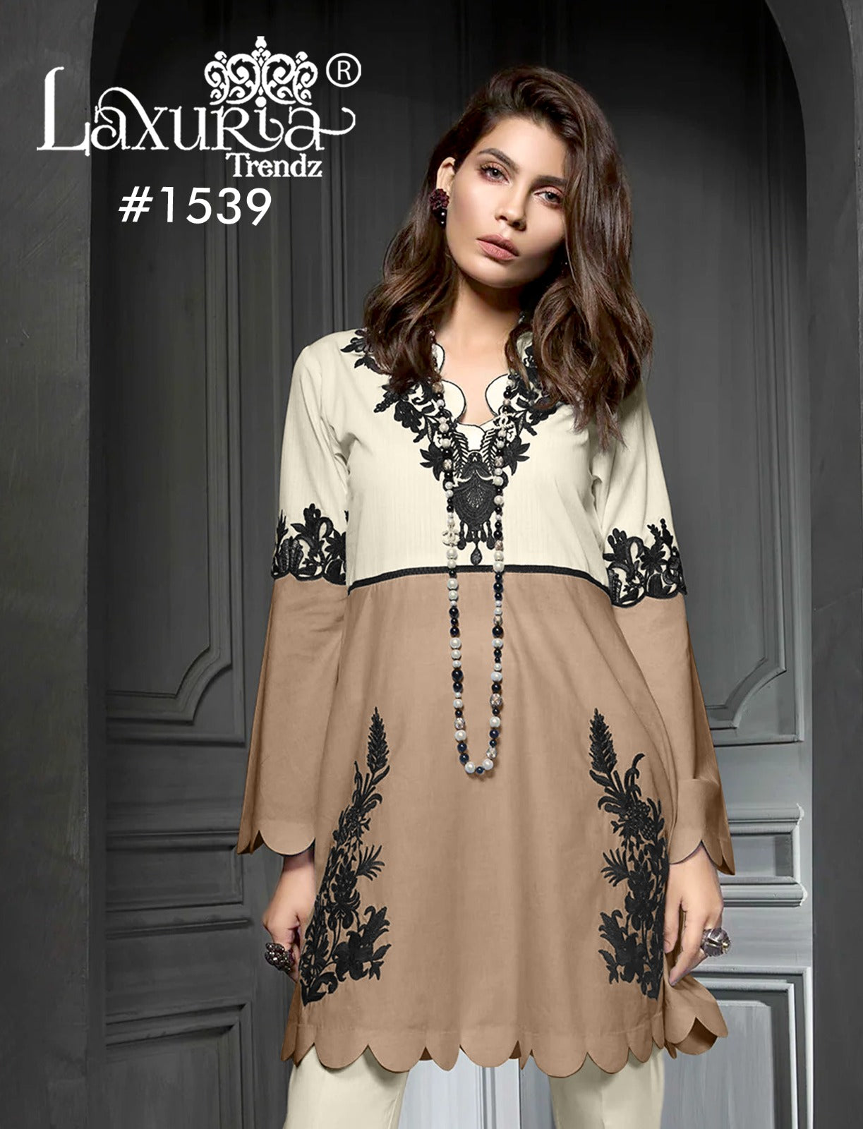 1539 Coffee Laxuria Trendz Jam Satin Pakistani Readymade Suits