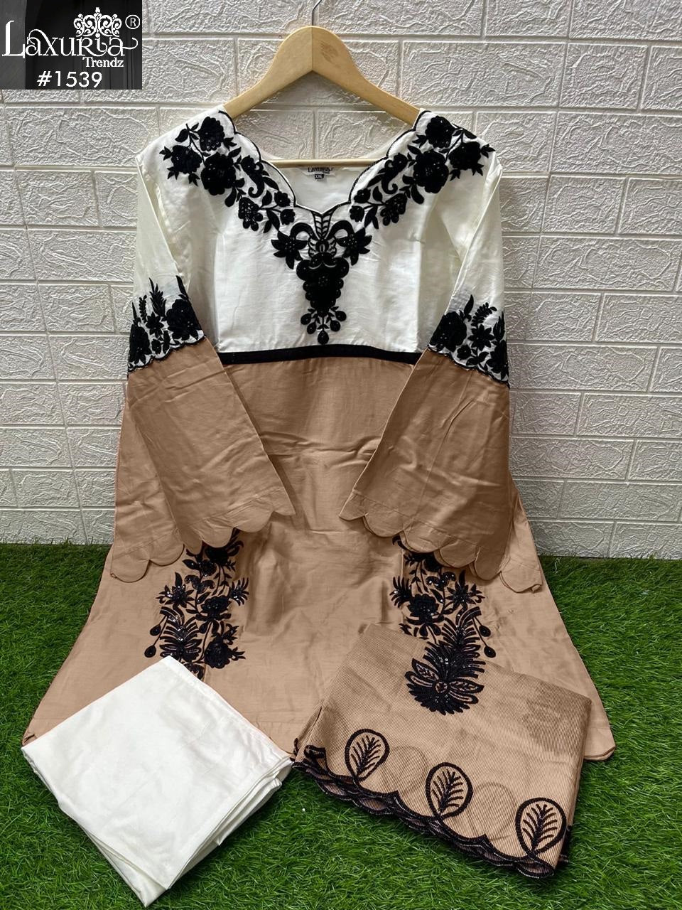 1539 Coffee Laxuria Trendz Jam Satin Pakistani Readymade Suits