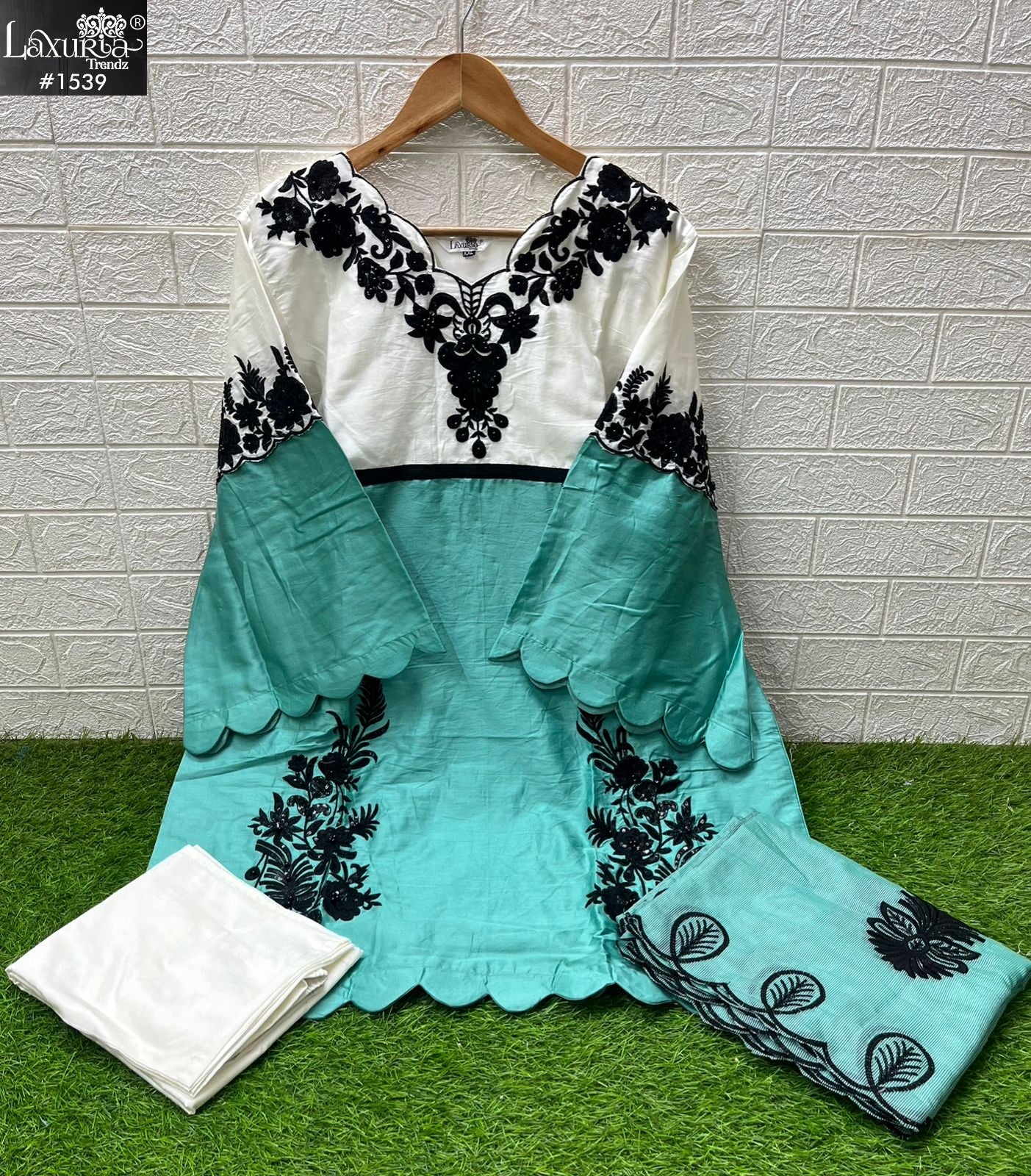 1539 Mint Green Laxuria Trendz Jam Satin Pakistani Readymade Suits