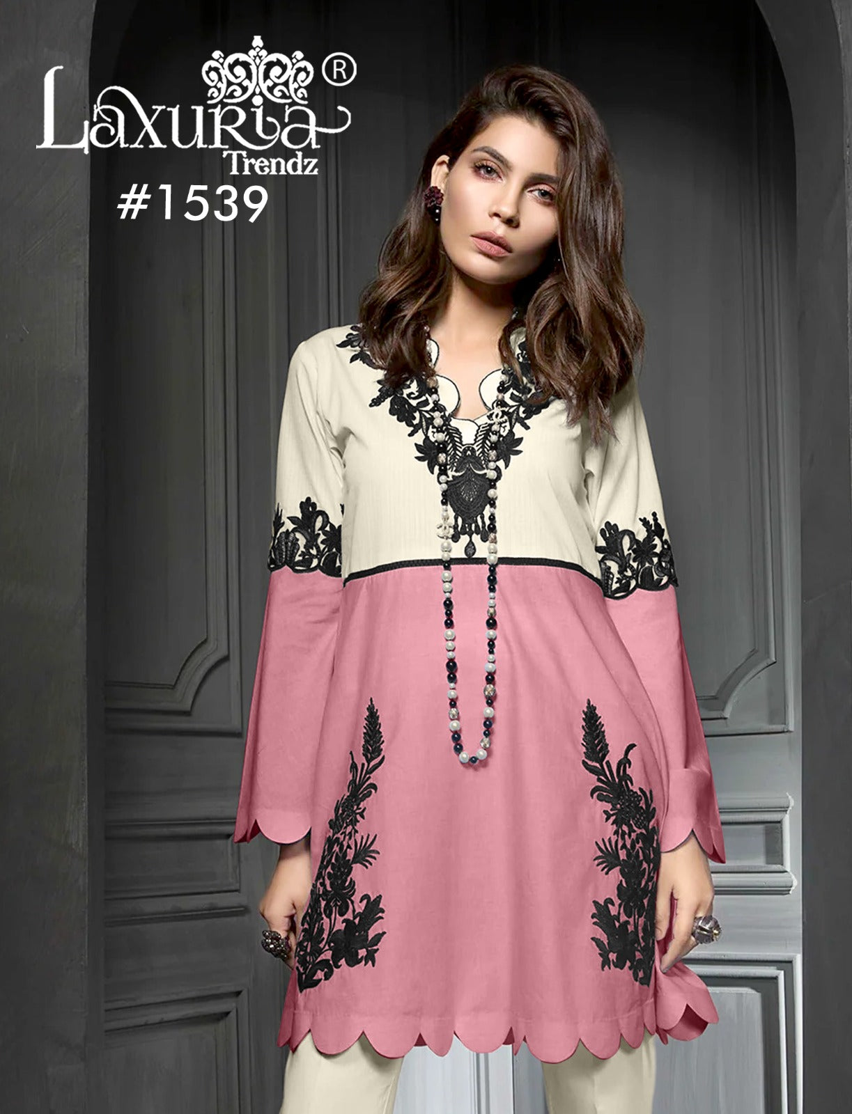 1539 Pink Laxuria Trendz Jam Satin Pakistani Readymade Suits
