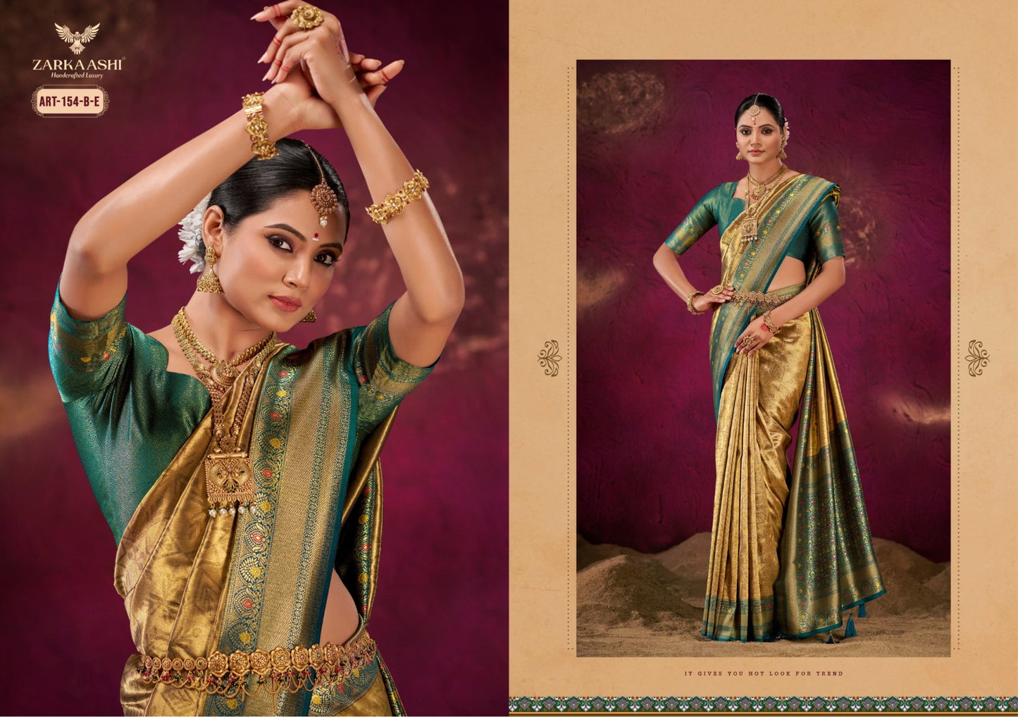 154-B-E Kanchi Patti Vol 1 Zarkaashi Katan Silk Sarees