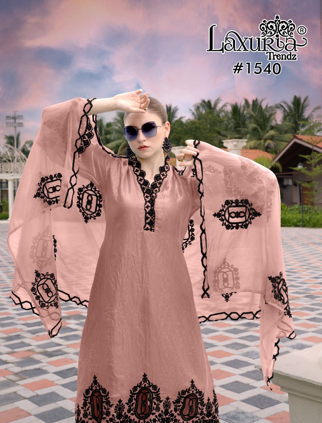 1540 Dusty Rose Laxuria Trendz Fandy Pakistani Readymade Suits