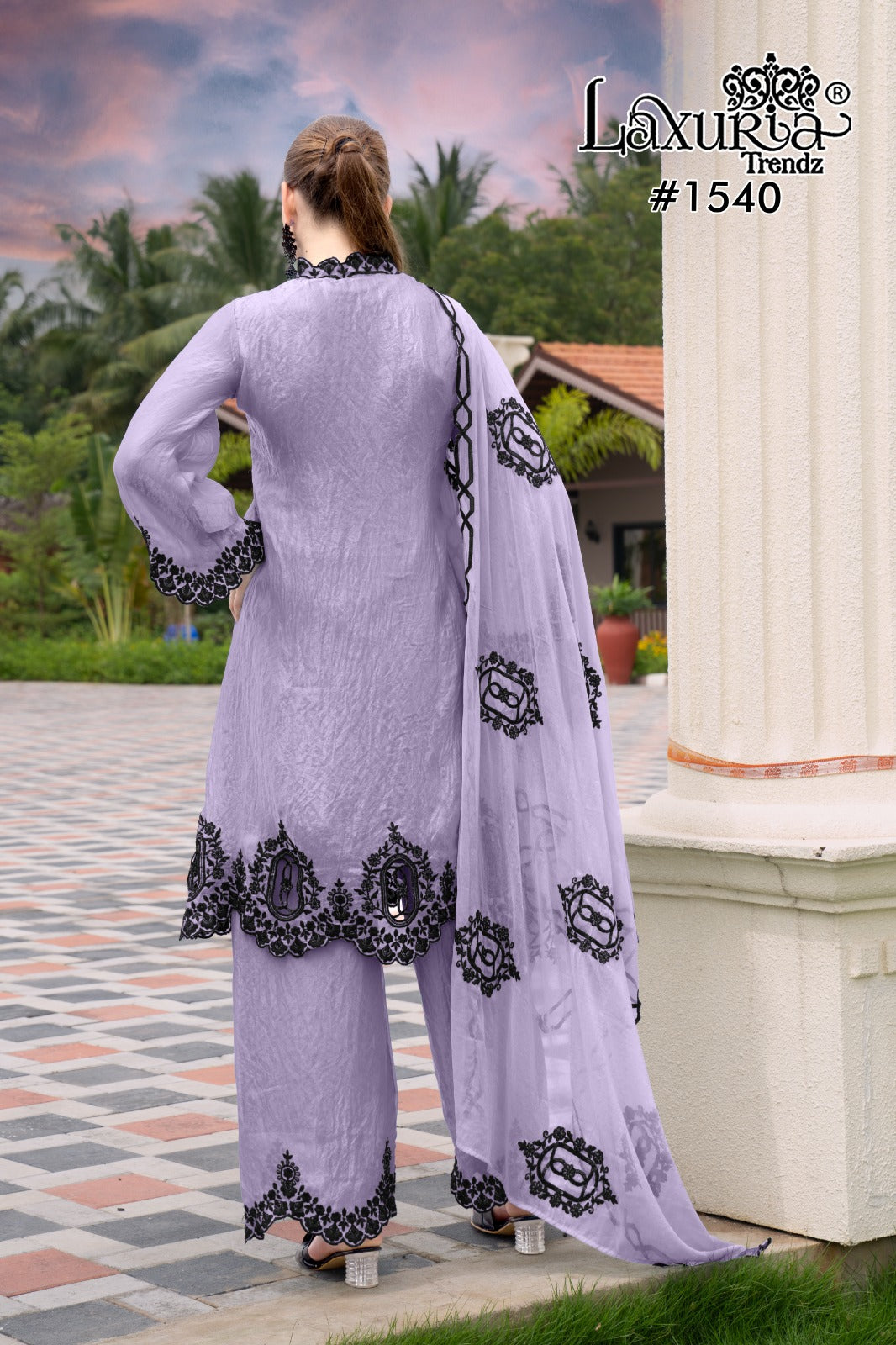 1540 Lavender Laxuria Trendz Fandy Pakistani Readymade Suits