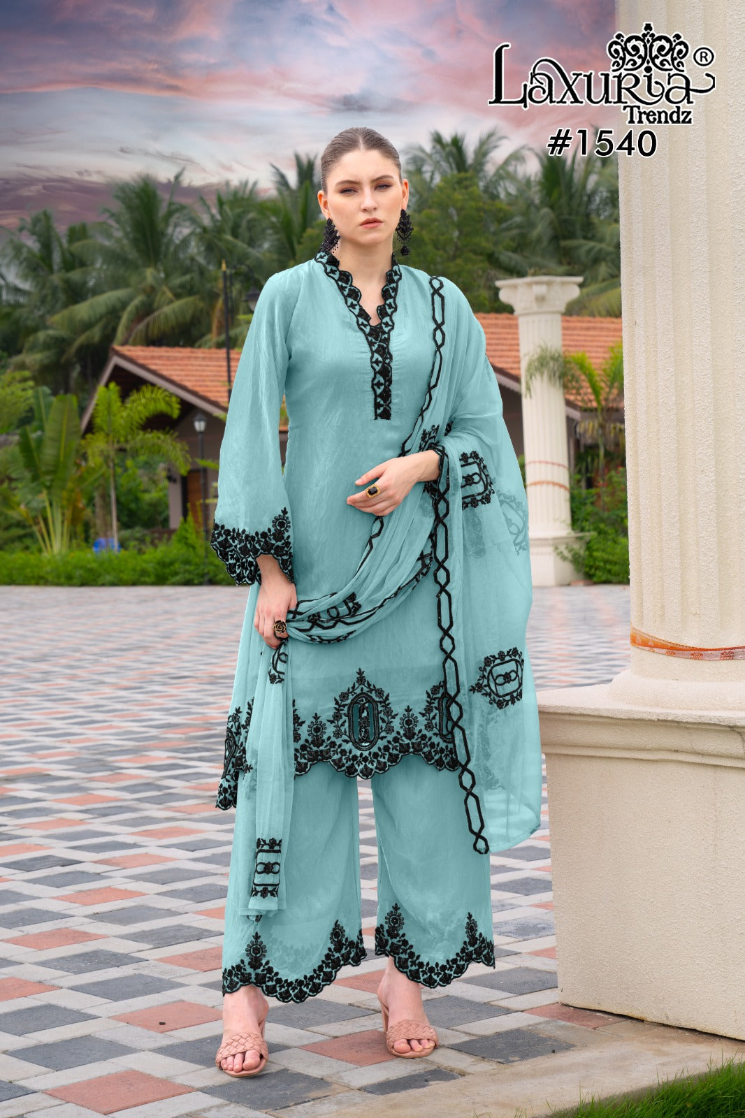 1540 Seafoam Blue Laxuria Trendz Fandy Pakistani Readymade Suits