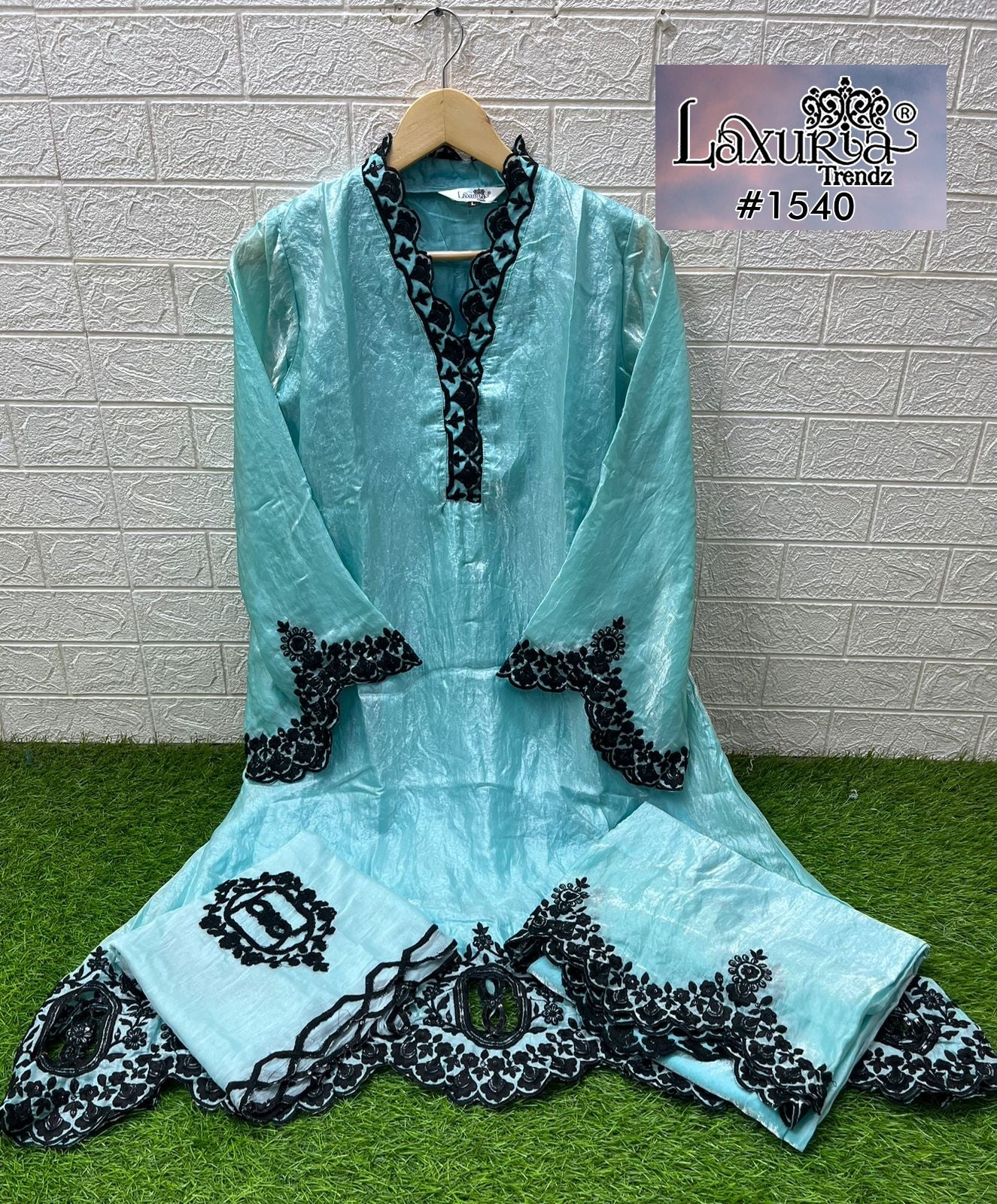 1540 Seafoam Blue Laxuria Trendz Fandy Pakistani Readymade Suits