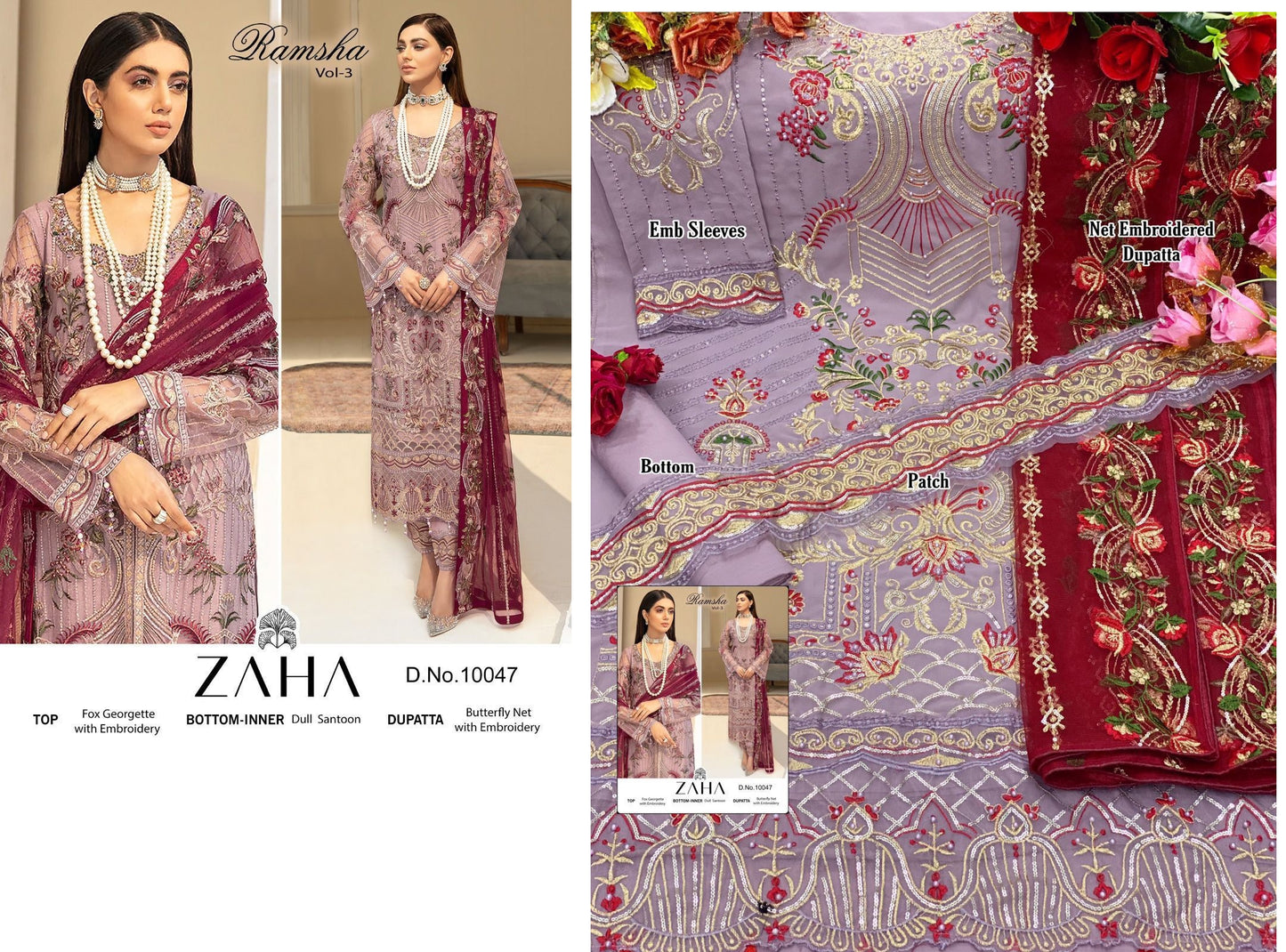 10047 Zaha Pakistani Salwar Suits