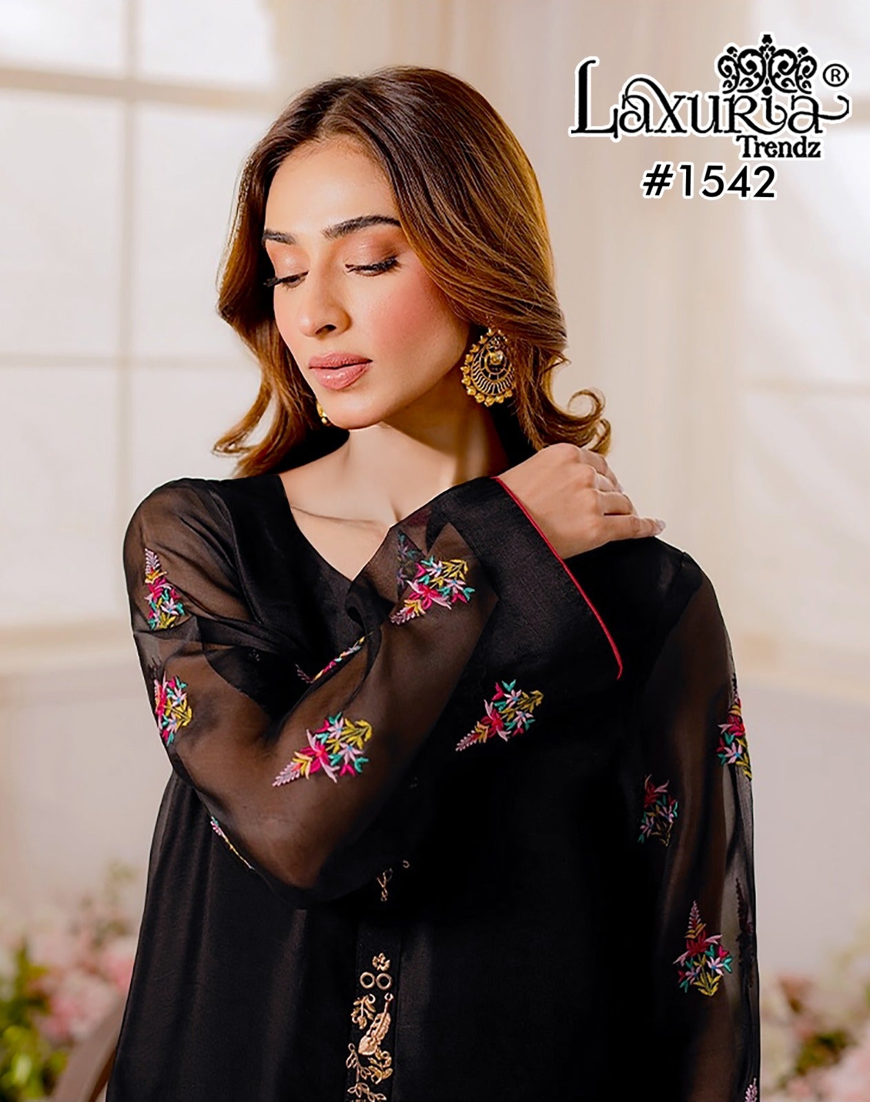 1542 Black Laxuria Trendz Georgette Pakistani Readymade Suits
