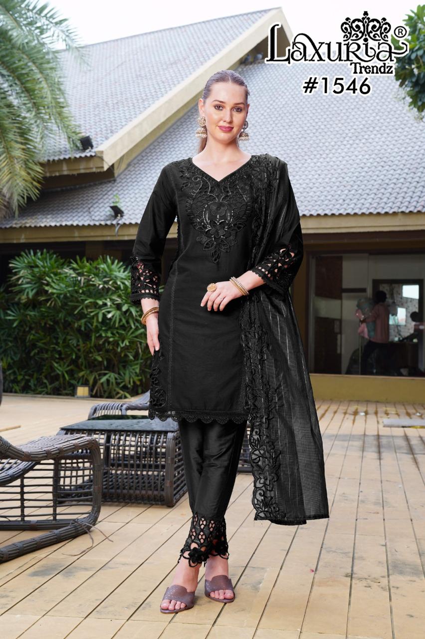 1546 Black Laxuria Trendz Cambric Pakistani Readymade Suits