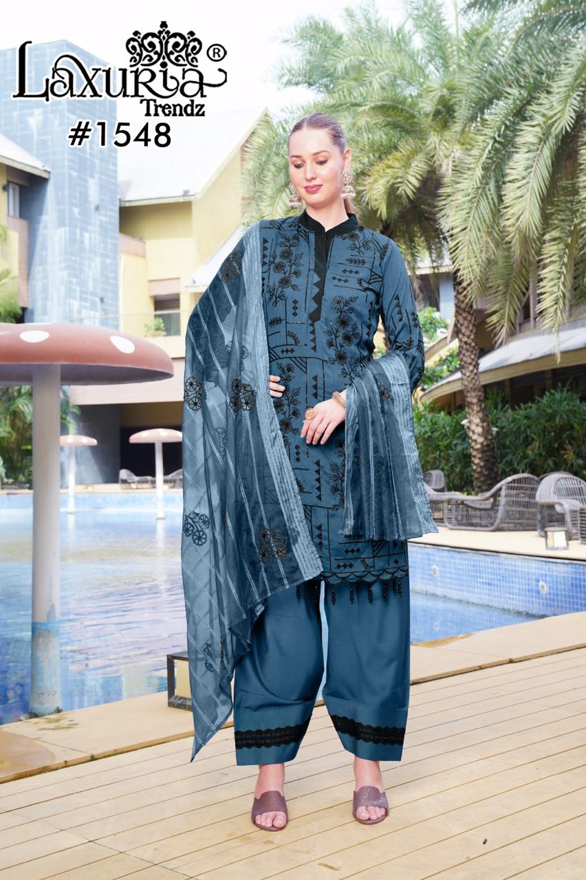 1548 Blue Laxuria Trendz Embroidery Pakistani Readymade Suits