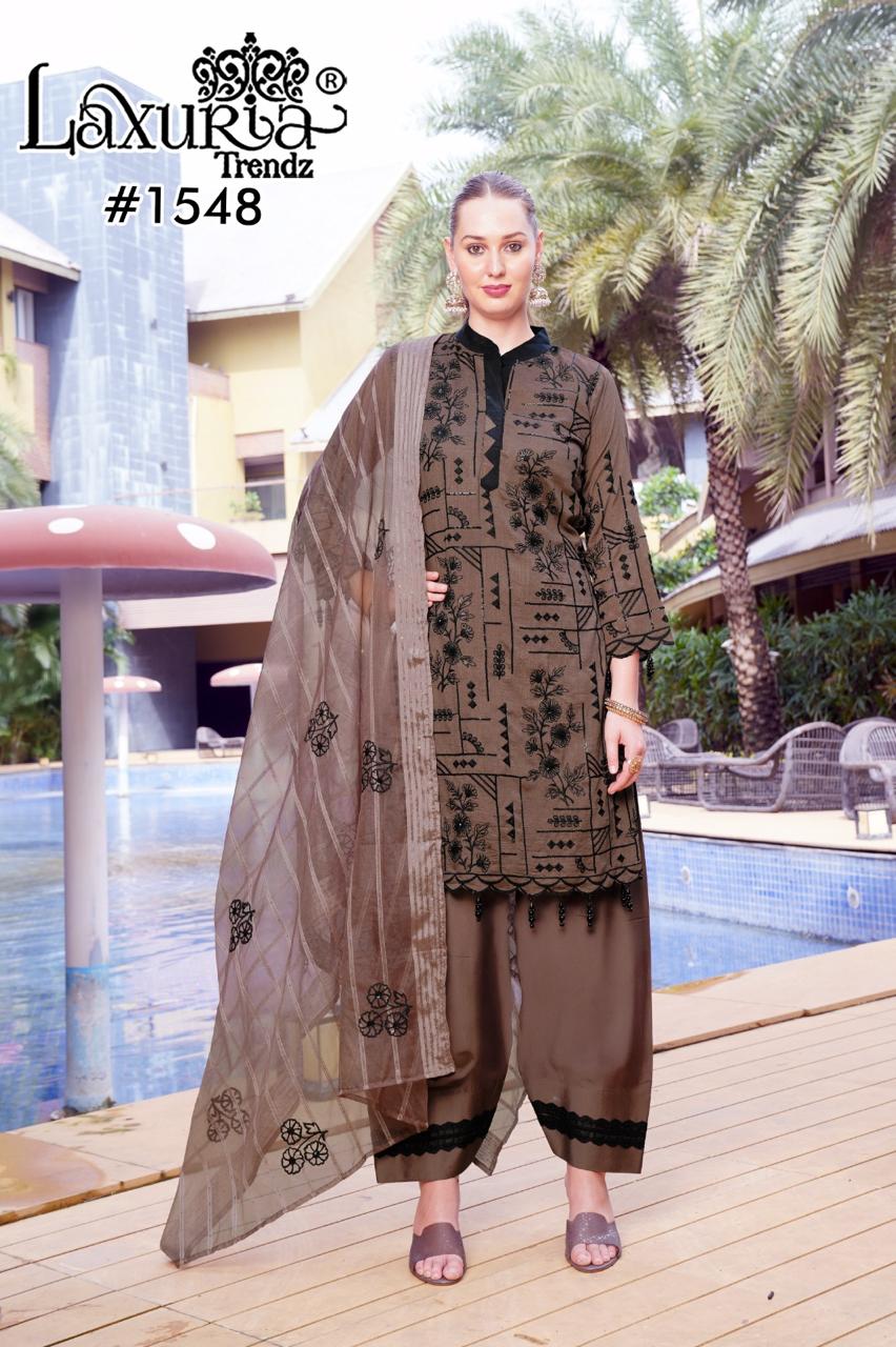1548 Brown Laxuria Trendz Embroidery Pakistani Readymade Suits
