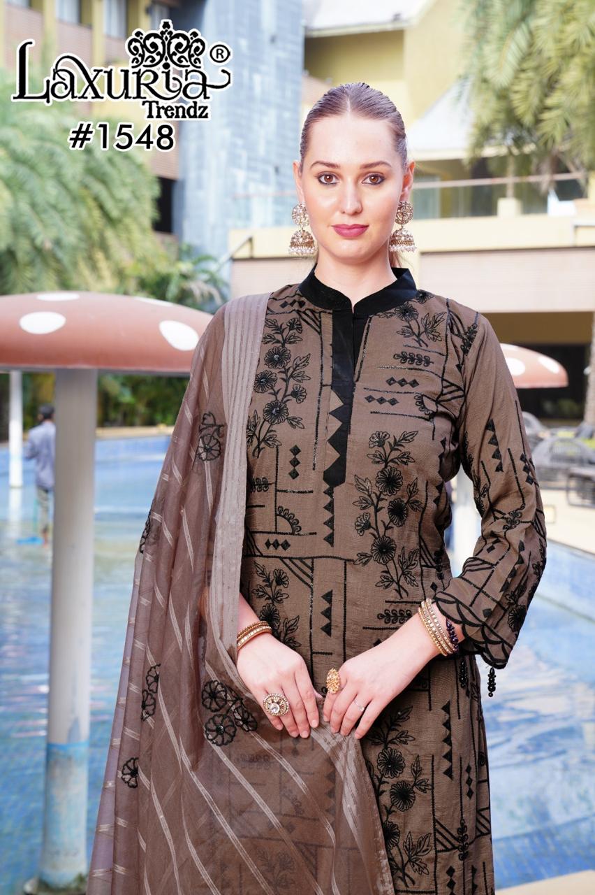 1548 Brown Laxuria Trendz Embroidery Pakistani Readymade Suits