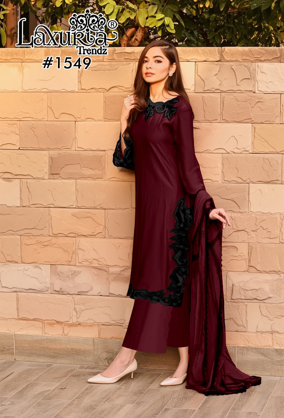 1549 Maroon Laxuria Trendz Georgette Pakistani Readymade Suits