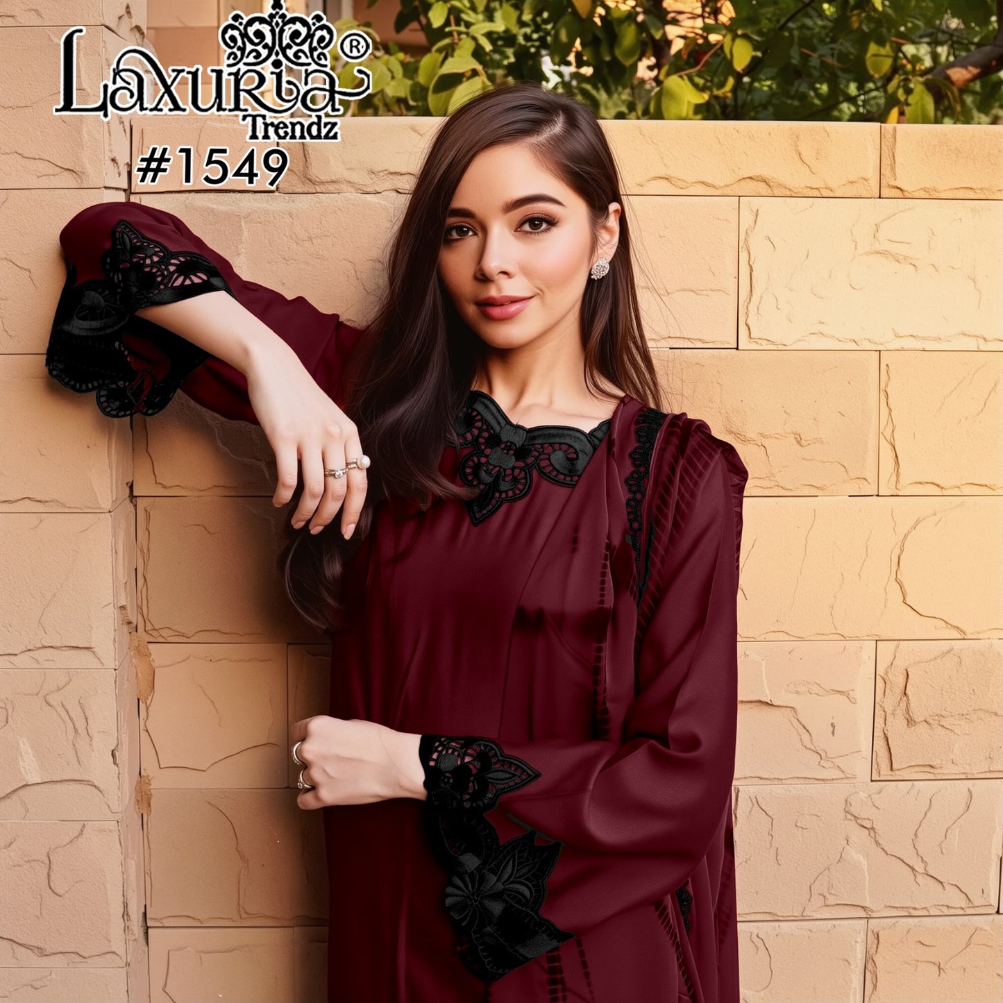 1549 Maroon Laxuria Trendz Georgette Pakistani Readymade Suits