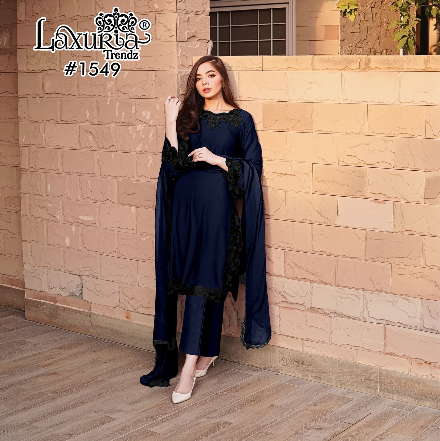 1549 Navy Blue Laxuria Trendz Georgette Pakistani Readymade Suits