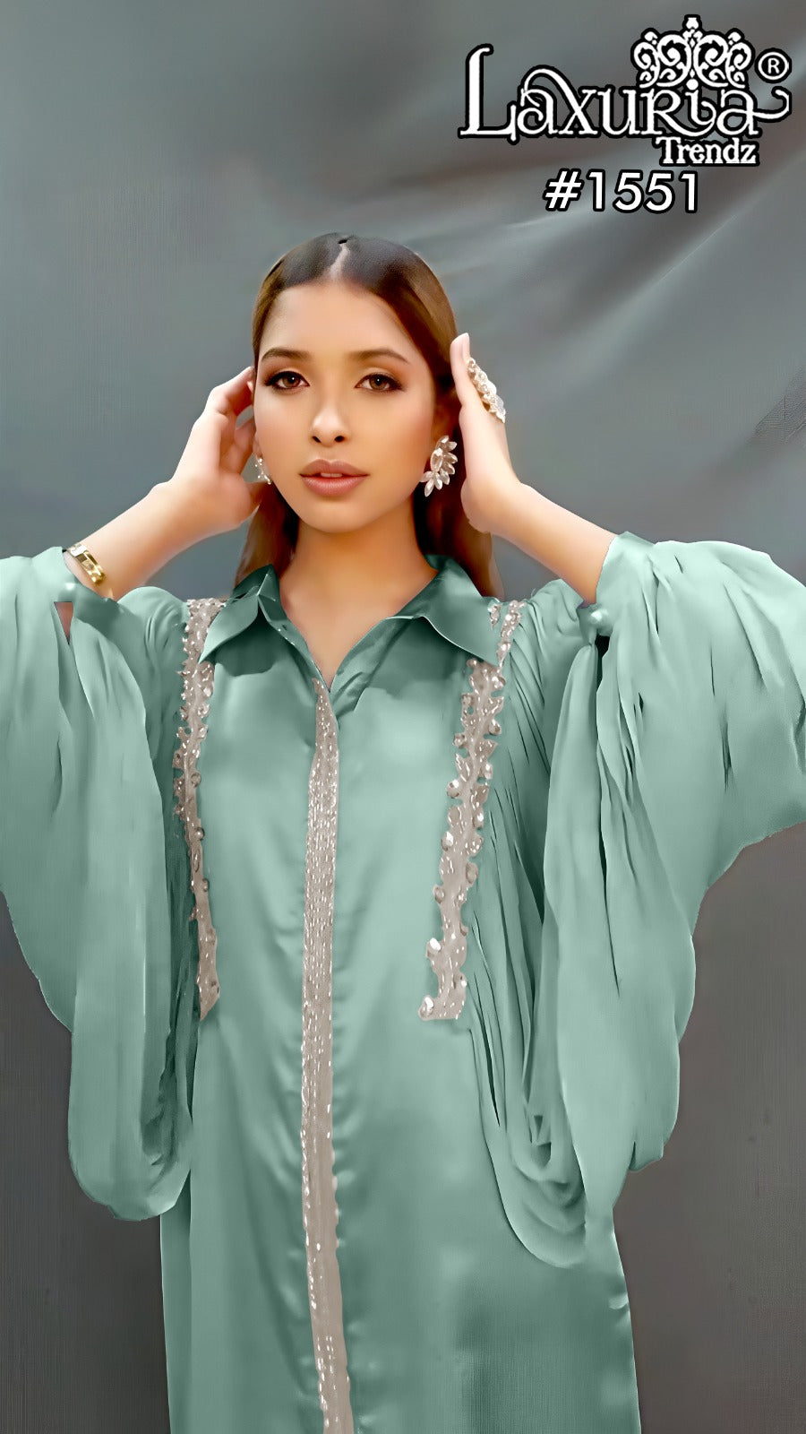 1551 Sky Laxuria Trendz Satin Pakistani Readymade Suits