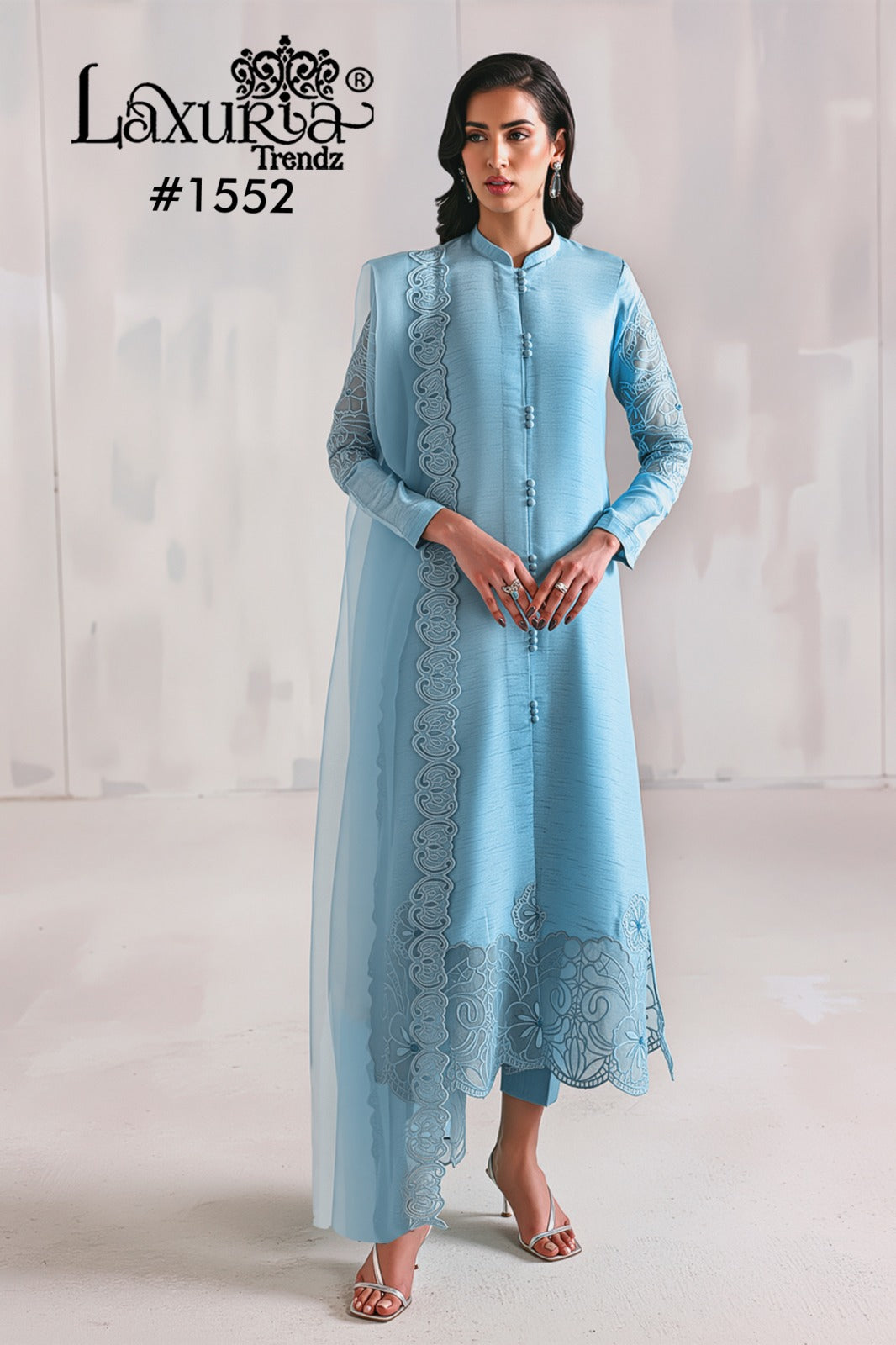 1552 Blue Laxuria Trendz Embroidery Pakistani Readymade Suits