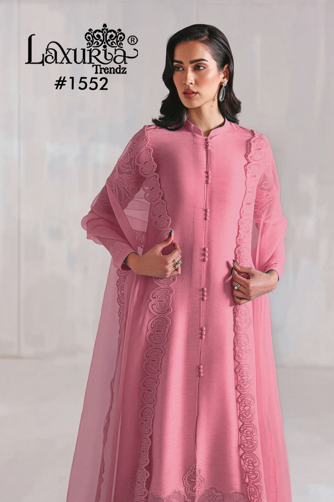1552 Pink Laxuria Trendz Embroidery Pakistani Readymade Suits