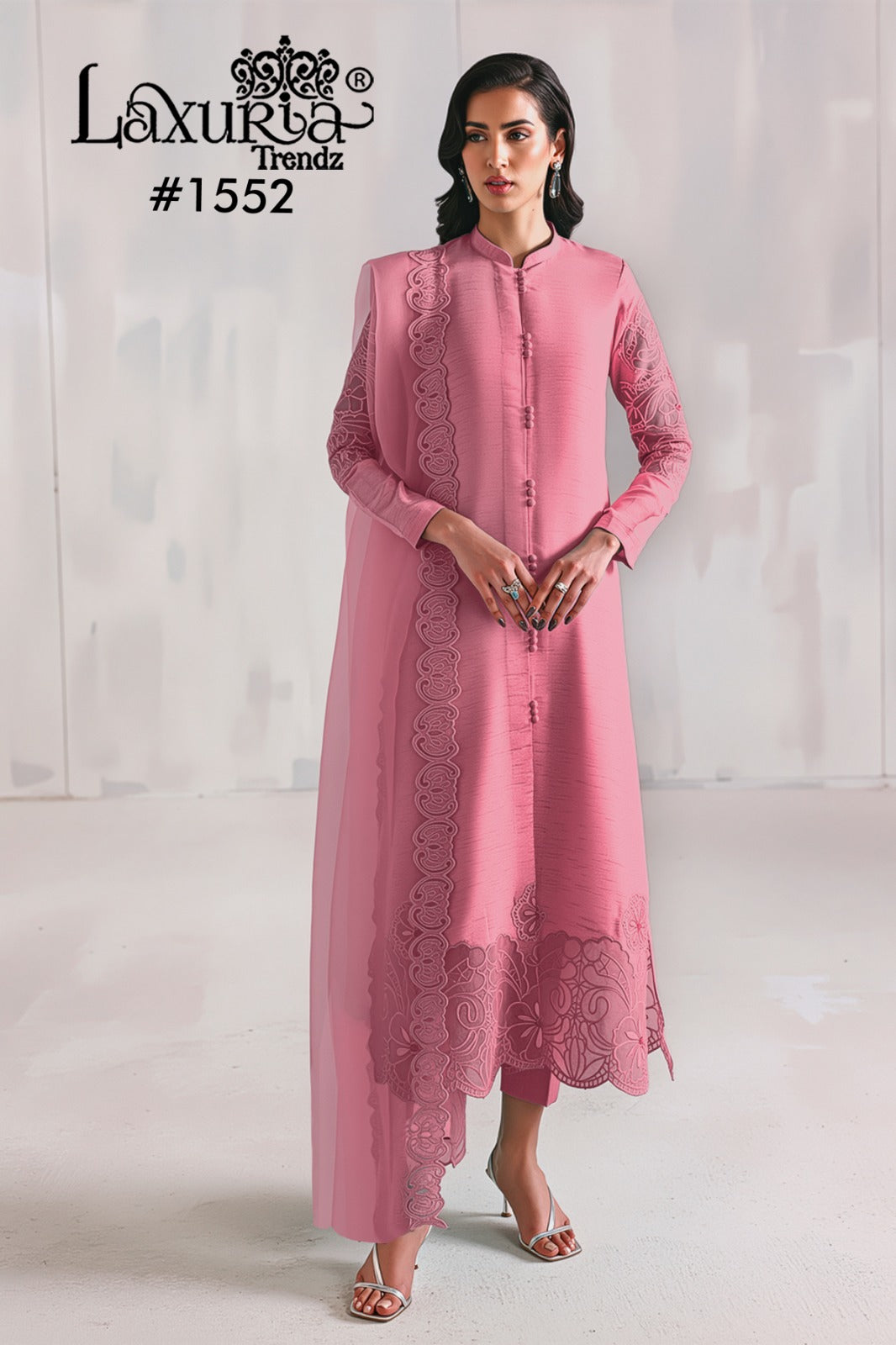 1552 Pink Laxuria Trendz Embroidery Pakistani Readymade Suits