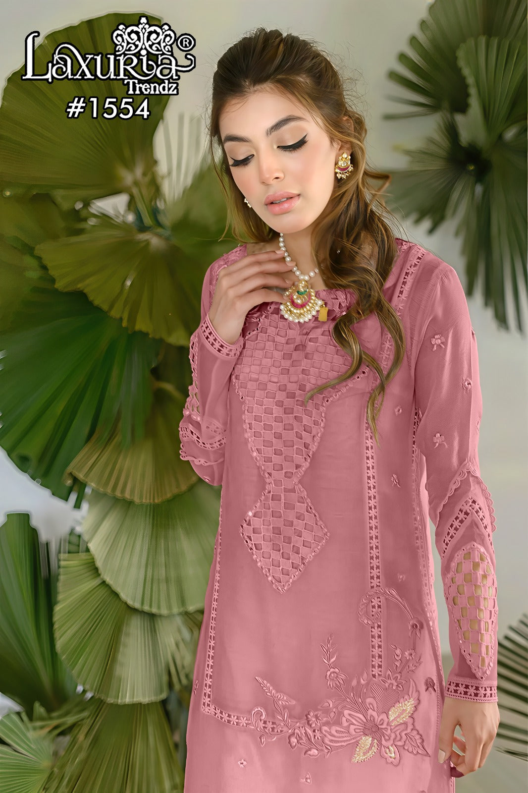 1554 Dusty Rose Laxuria Trendz Vichitrta Simmer Pakistani Readymade Suits