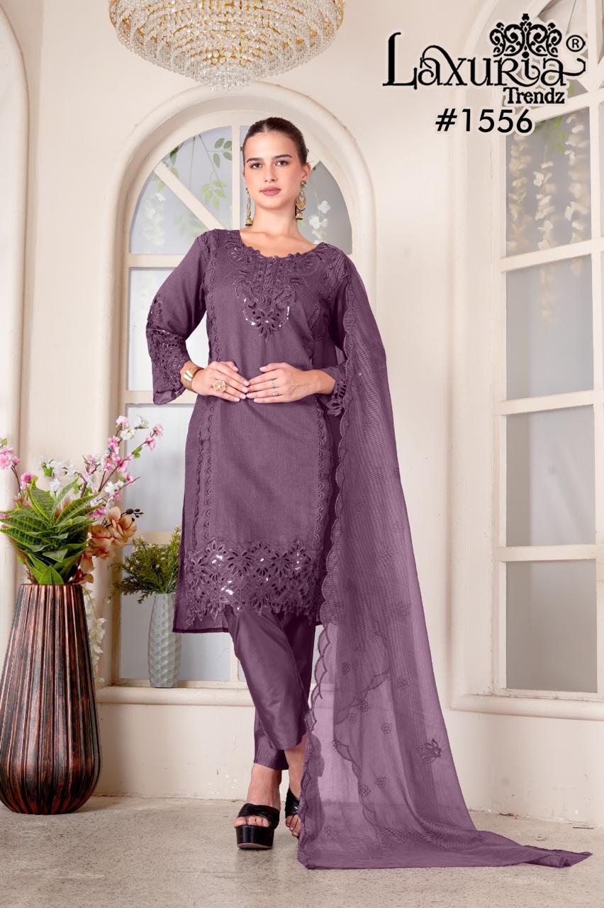 1556 Lavendar Laxuria Trendz Ruby Slub Pakistani Readymade Suits