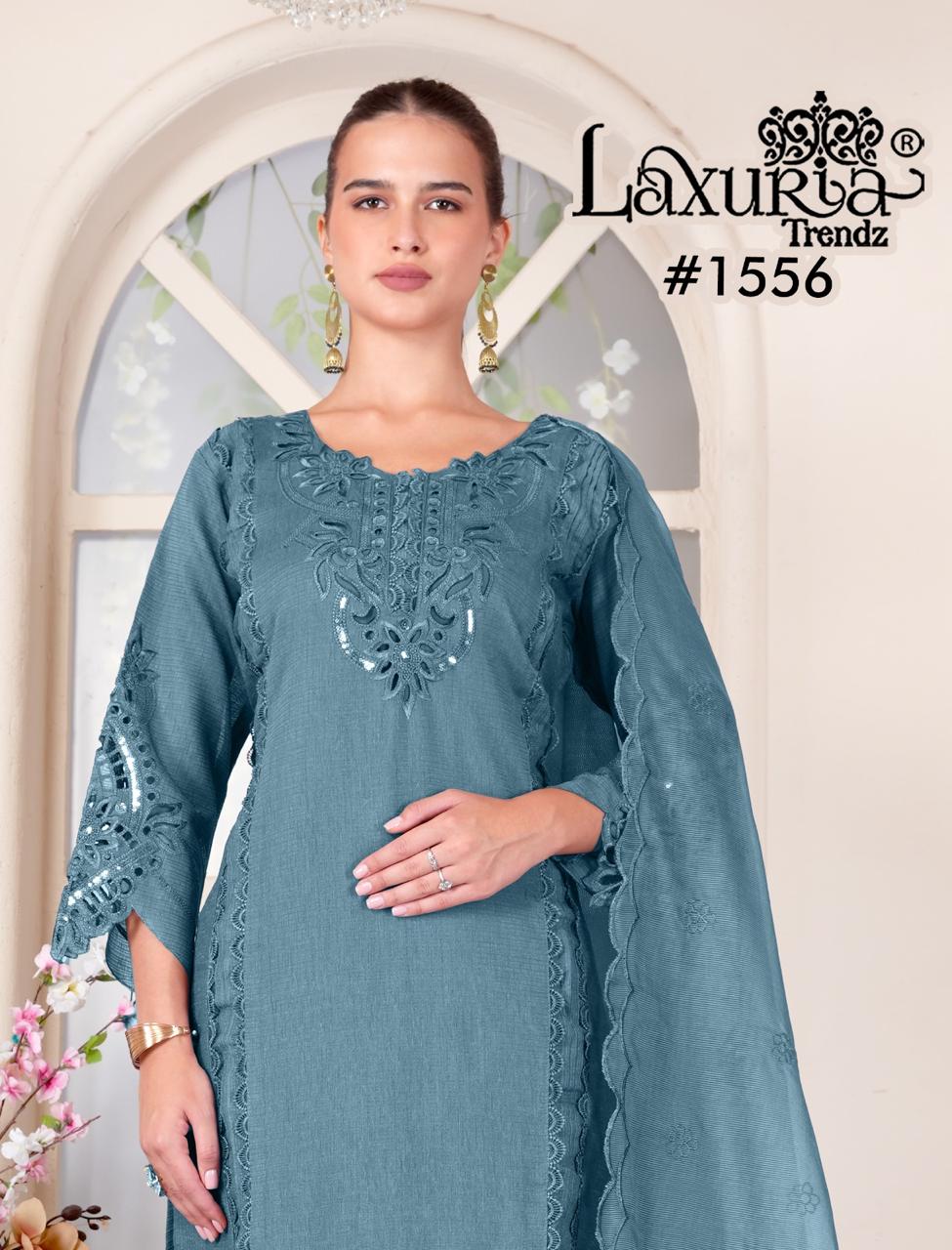 1556 Teal Laxuria Trendz Ruby Slub Pakistani Readymade Suits