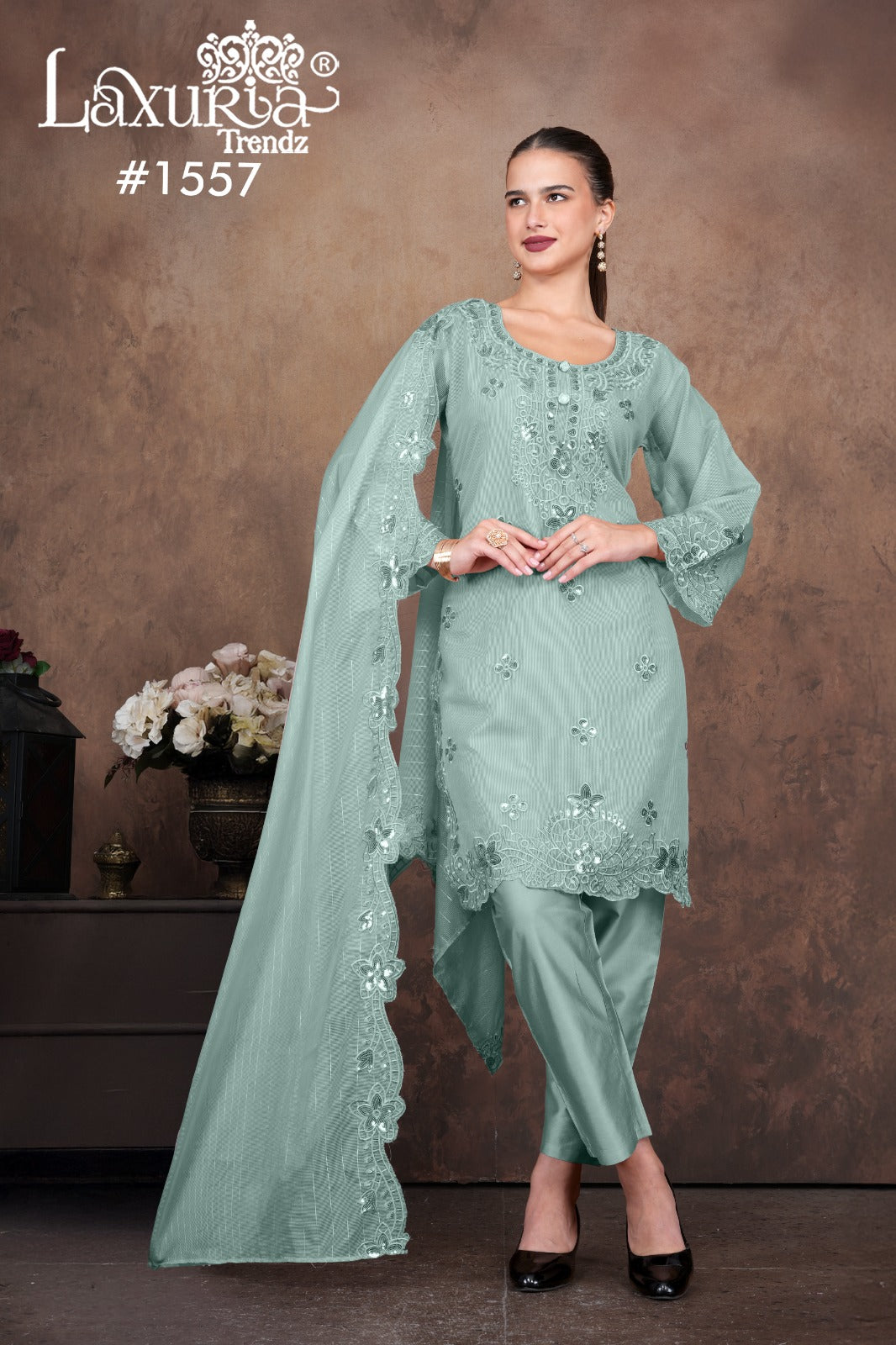1557 Sky Laxuria Trendz Kota Linning Pakistani Readymade Suits