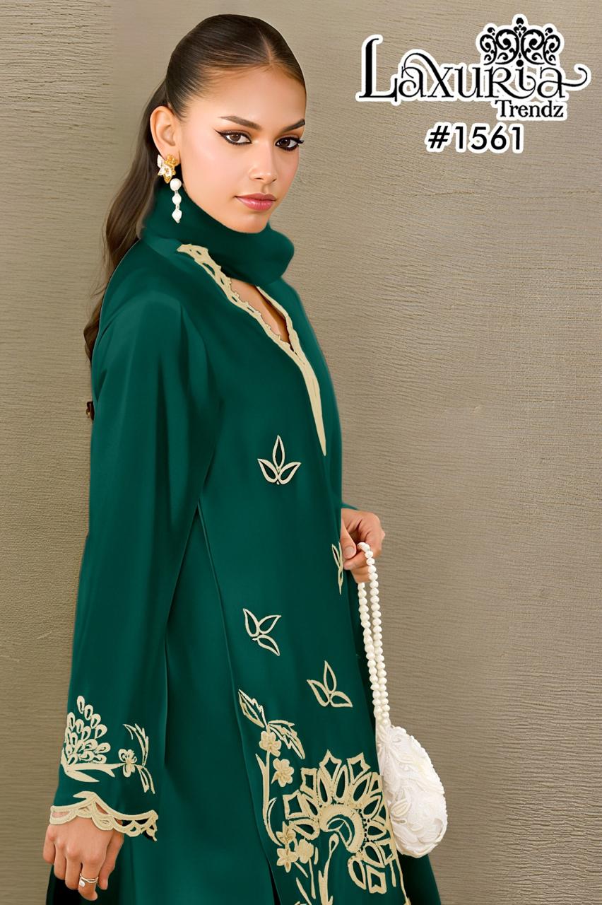 1561 Valley Green Laxuria Trendz Heavy Crape Pakistani Readymade Suits