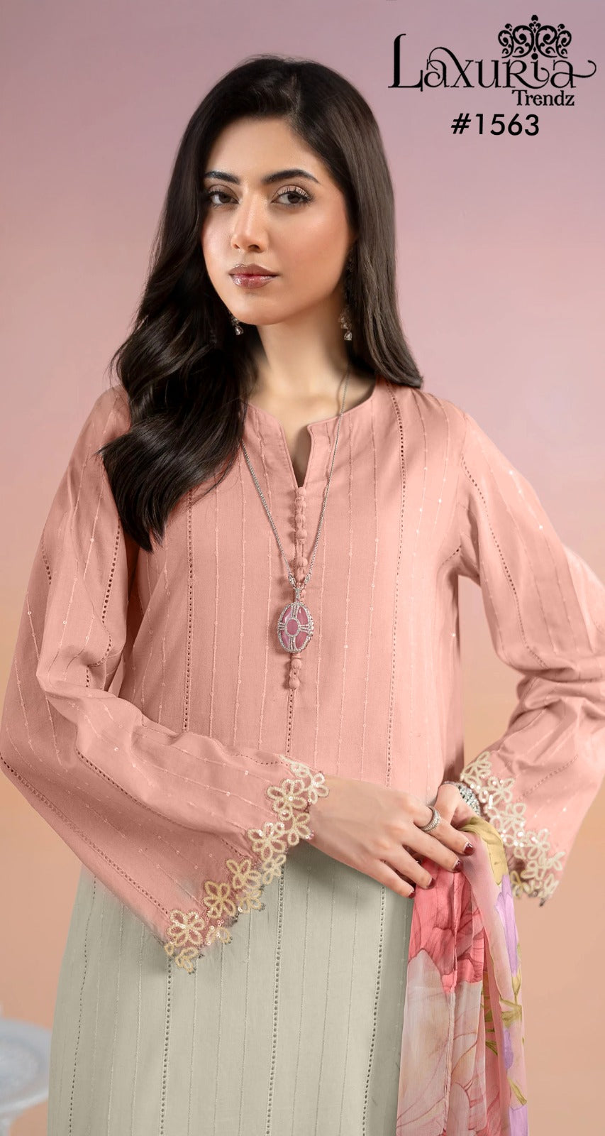 1563 Laxuria Trendz Maslin Pakistani Readymade Suits