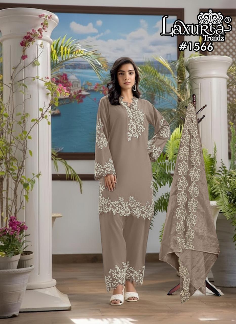 1566 Brown Laxuria Trendz Soft Bsy Pakistani Readymade Suits