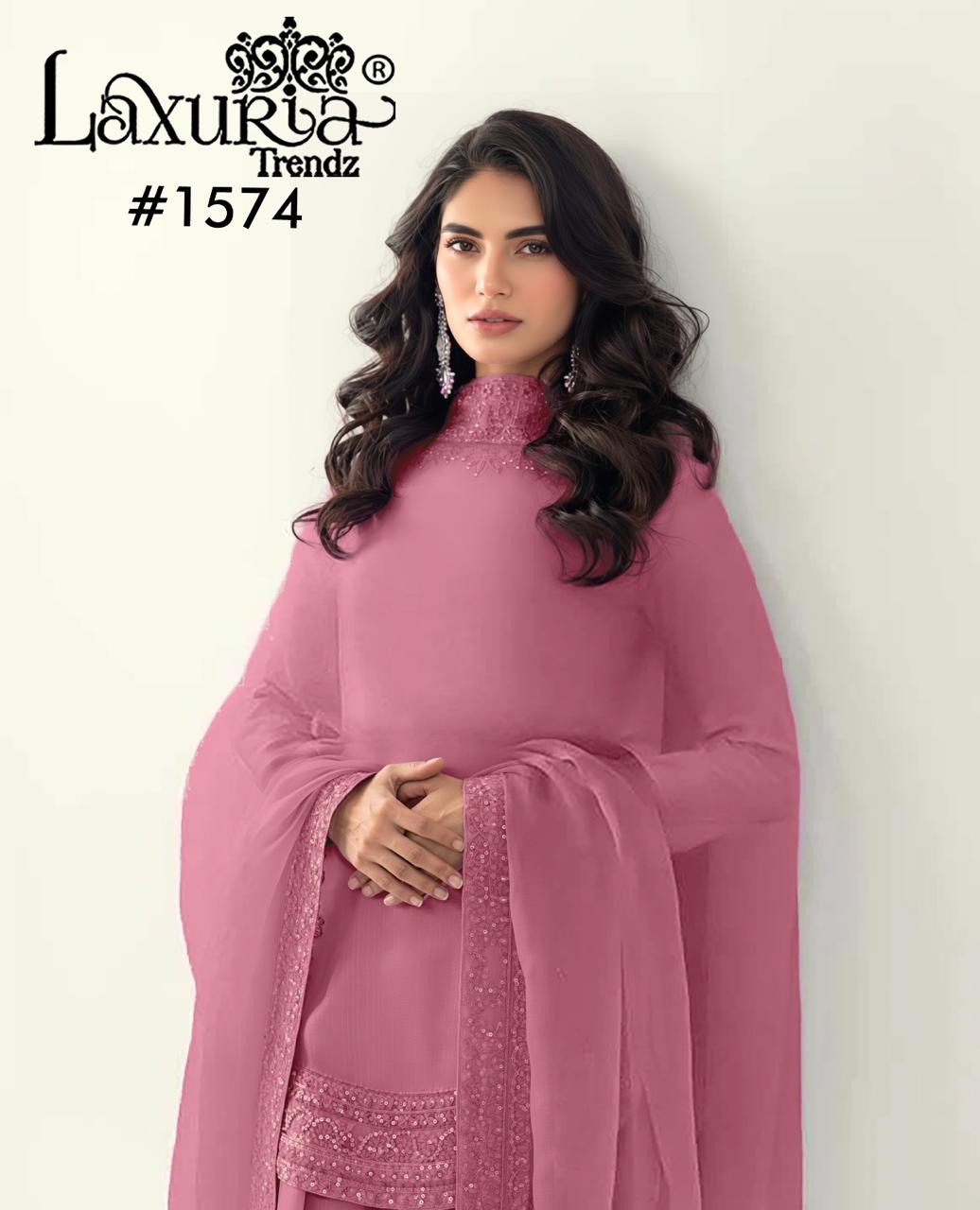 1574 Dusty Rose Laxuria Trendz Handwork Pakistani Readymade Suits