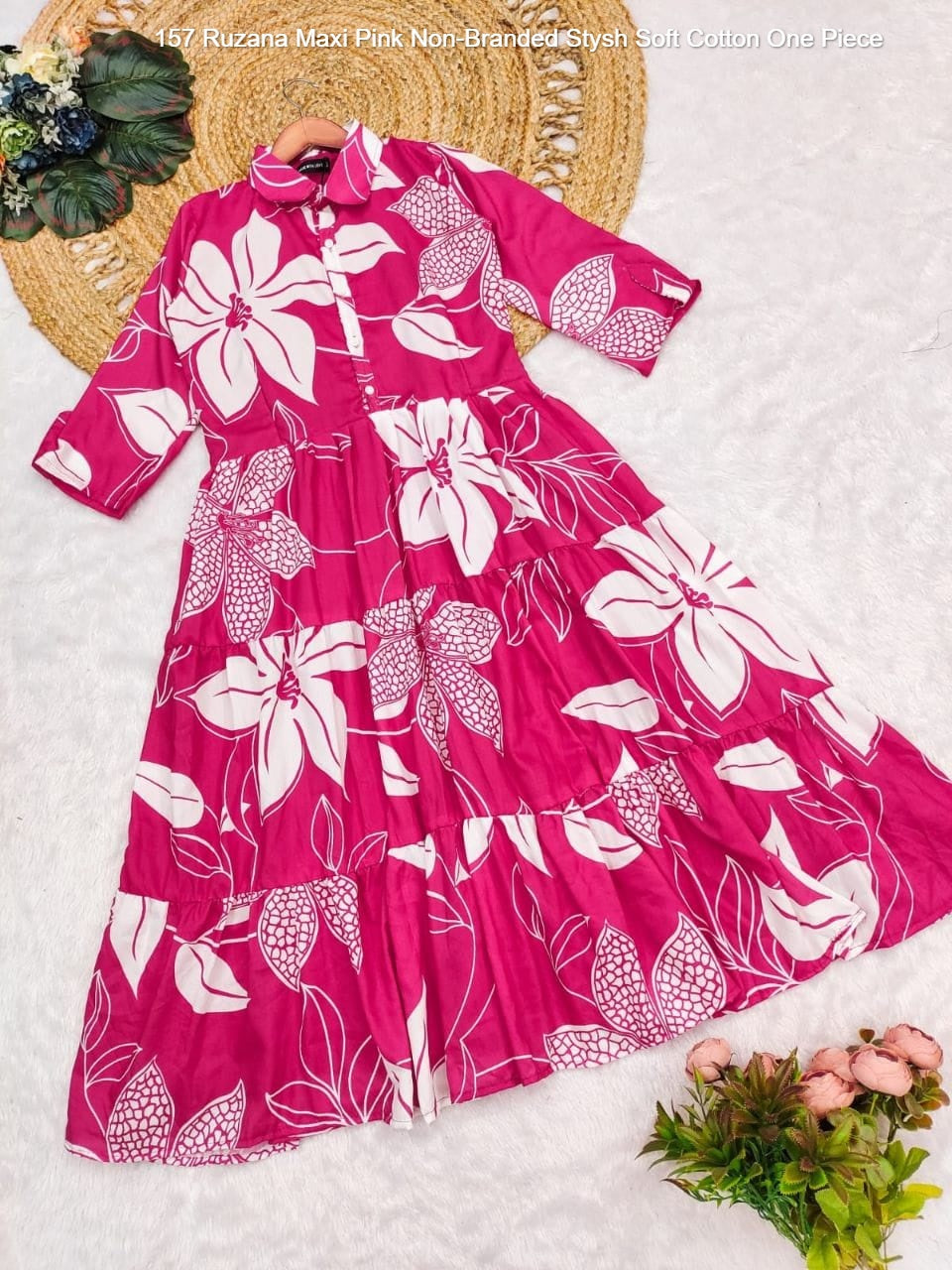 157 Ruzana Maxi Pink Non-Branded Stysh Soft Cotton One Piece