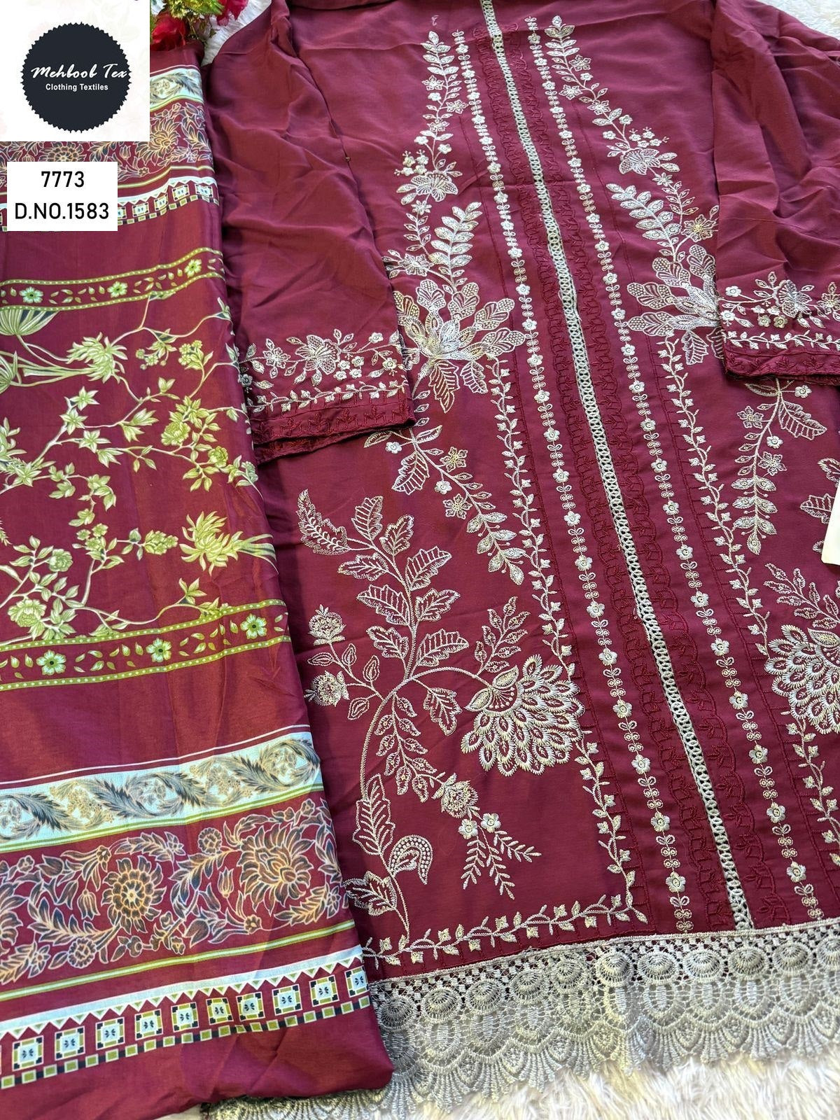 1583 Mehboob Tex Embroidery Pakistani Salwar Suits