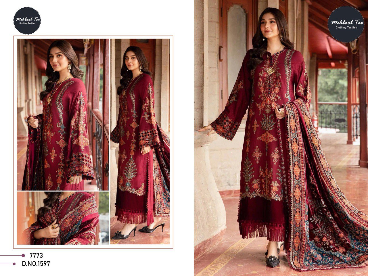 1597 Mehboob Tex Embroidery Pakistani Readymade Suits