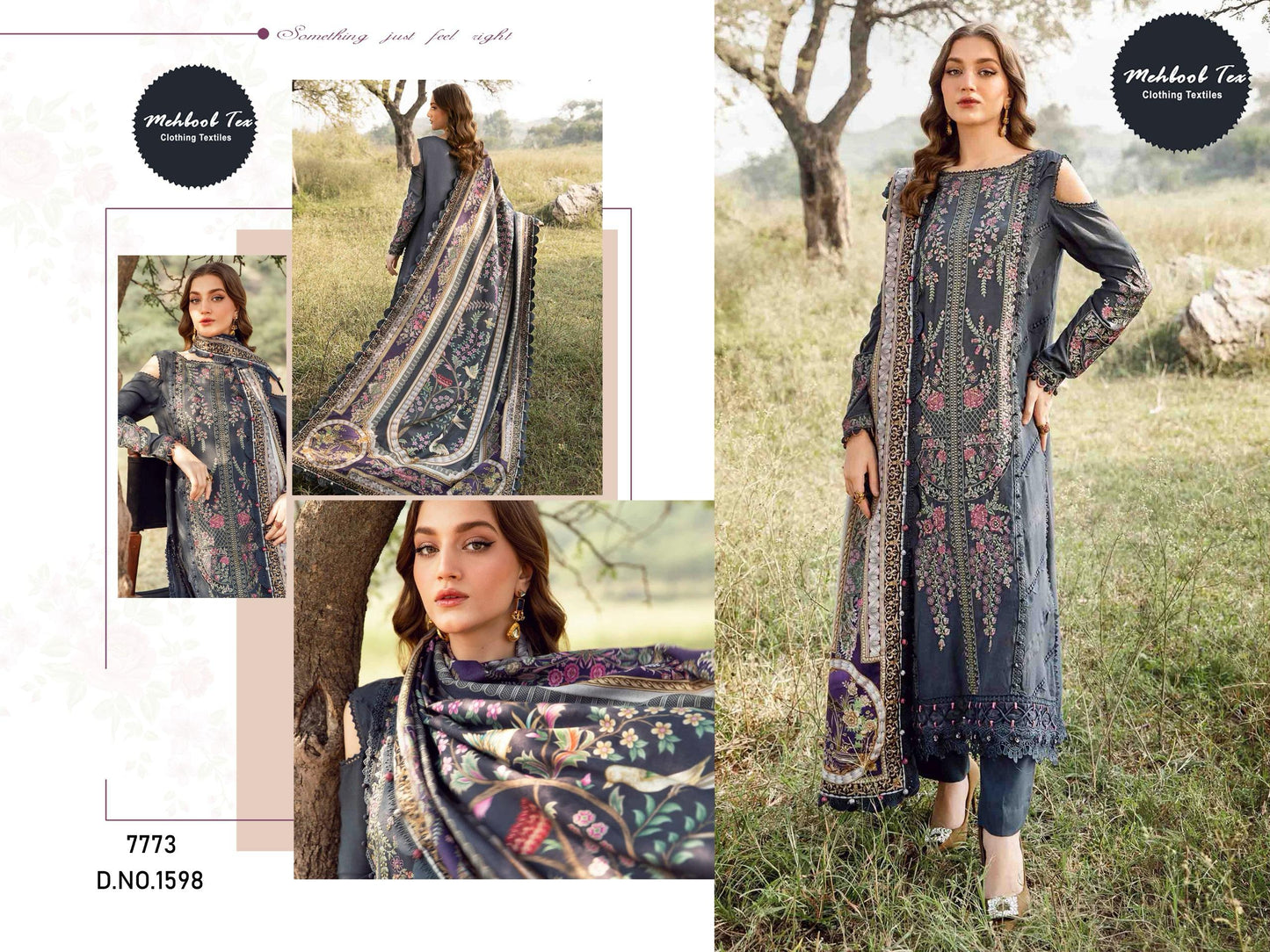 1598 Black Mehboob Tex Embroidery Pakistani Salwar Suits