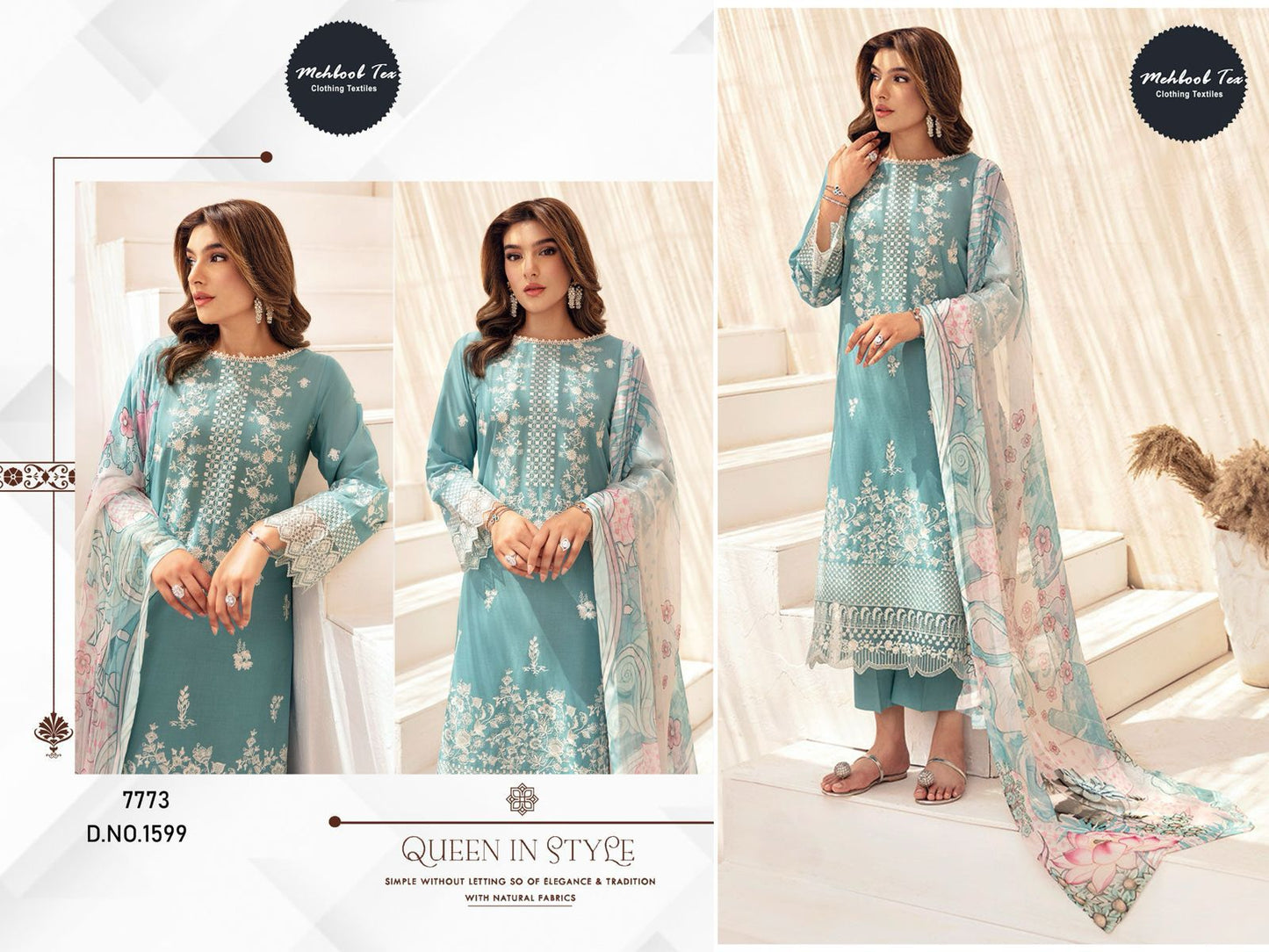 1599 Mehboob Tex Viscose Cambric Pakistani Salwar Suits