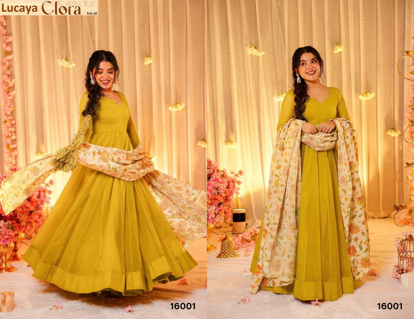 16001 Clora Vol 16 Lucaya Dyed Silk Gown Dupatta Set