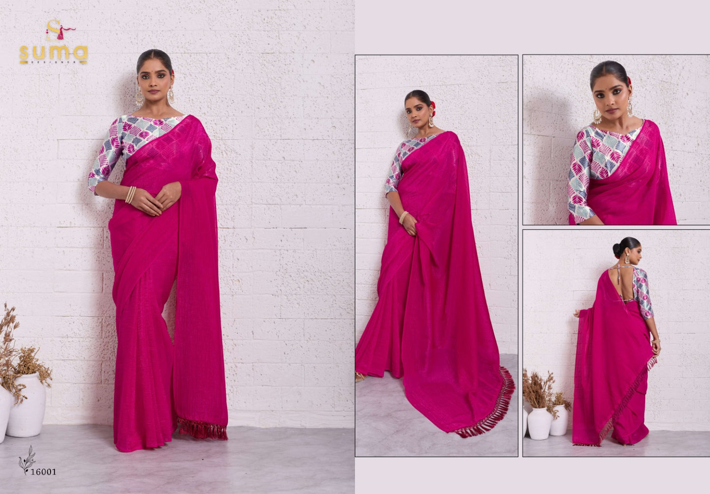 16001 Emma Suma Designer Pure Crunchy Sarees