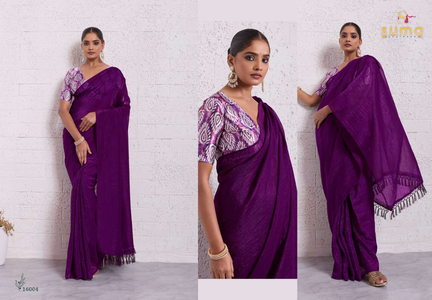 16004 Emma Suma Designer Pure Crunchy Sarees