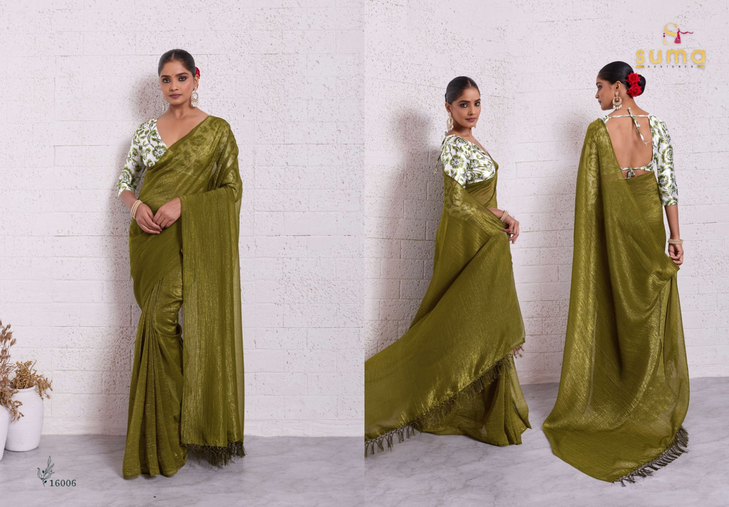 16006 Emma Suma Designer Pure Crunchy Sarees