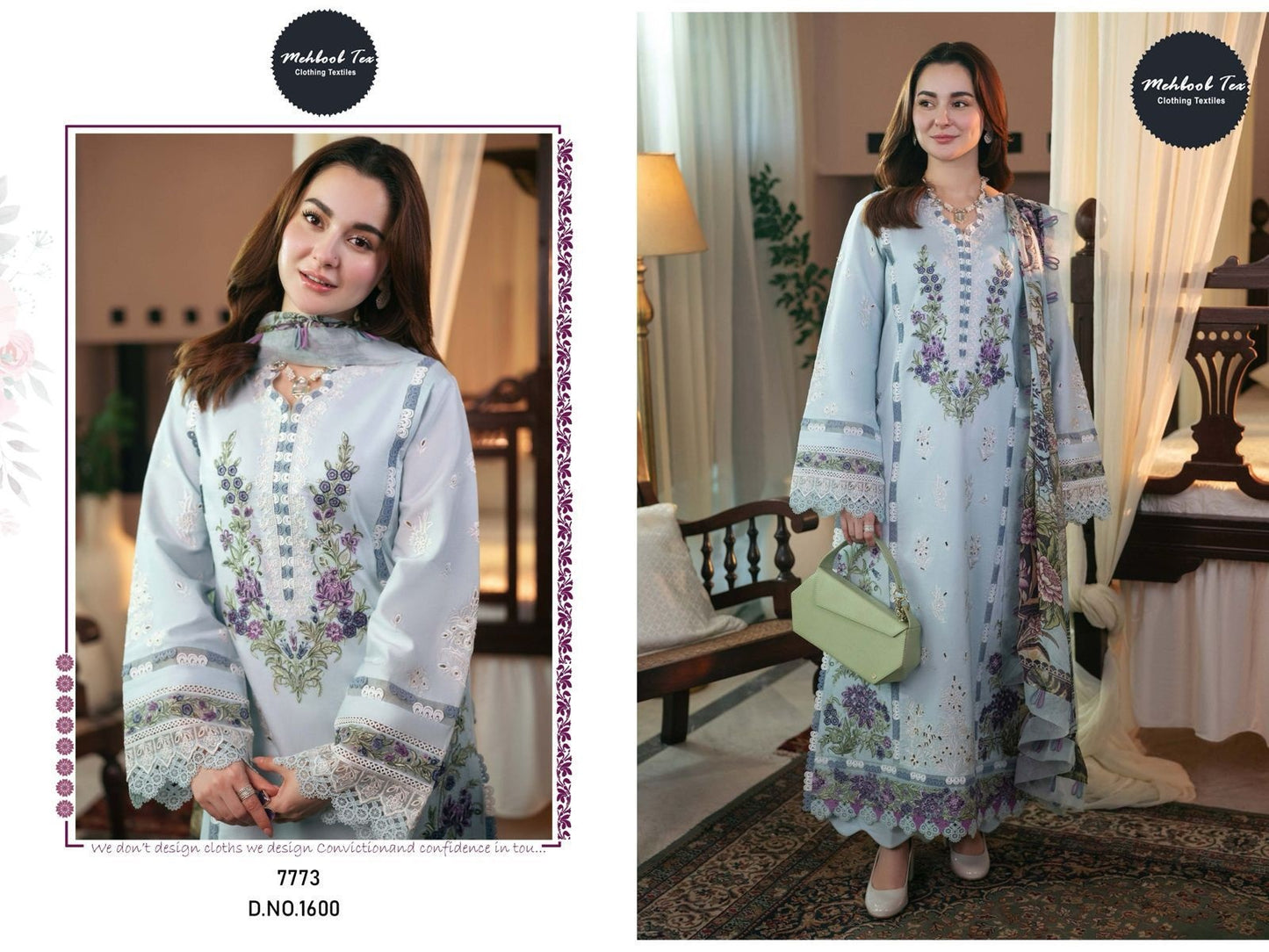 1600 Sky Mehboob Tex Cambric Cotton Pakistani Salwar Suits